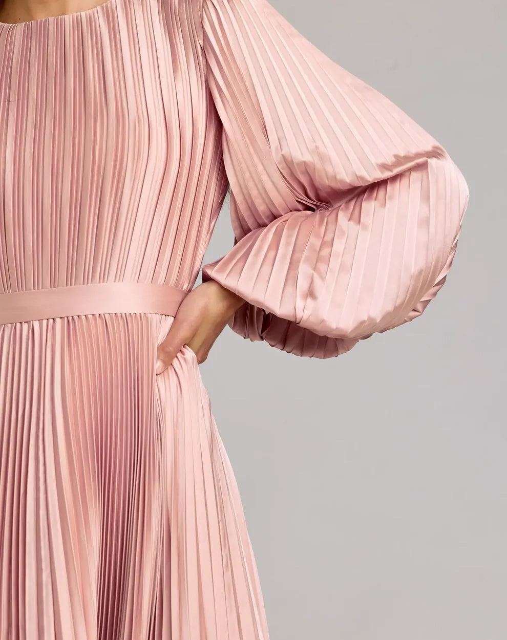 Blush High-Neck Midi SatinCocktail Pleated Dress Mac Duggal 9911638P