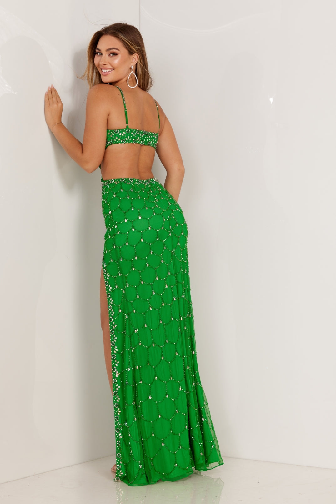 Prom Dresses Formal Long High Slit Prom Cut Out Dress Emerald