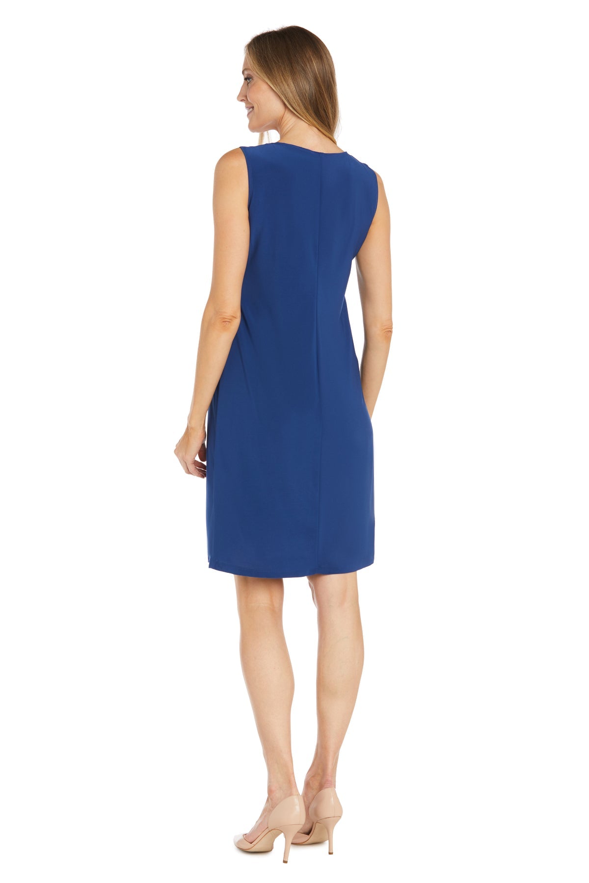 Mother of the Bride Dresses Mother of the Bride Short Geometric Print Jacket Dress Cobalt/White
