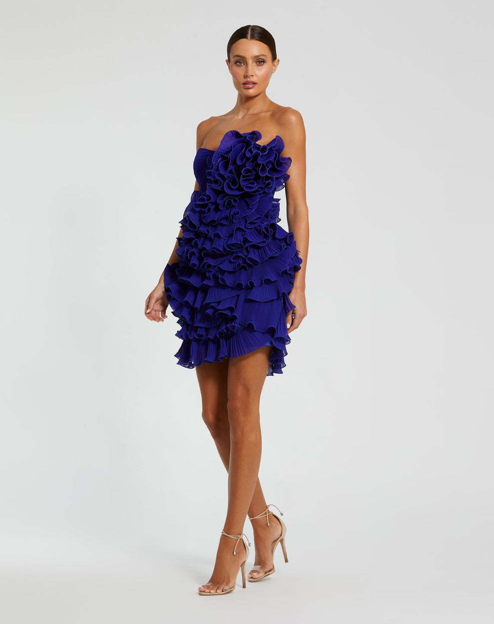 Cocktail Dresses Short Ruffle Mini Cocktail Dress Mac Duggal 11766 Cobalt