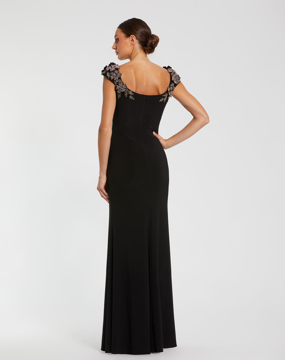 Formal Dresses Long Formal Prom 3D Floral Dress Mac Duggal 11842 Black