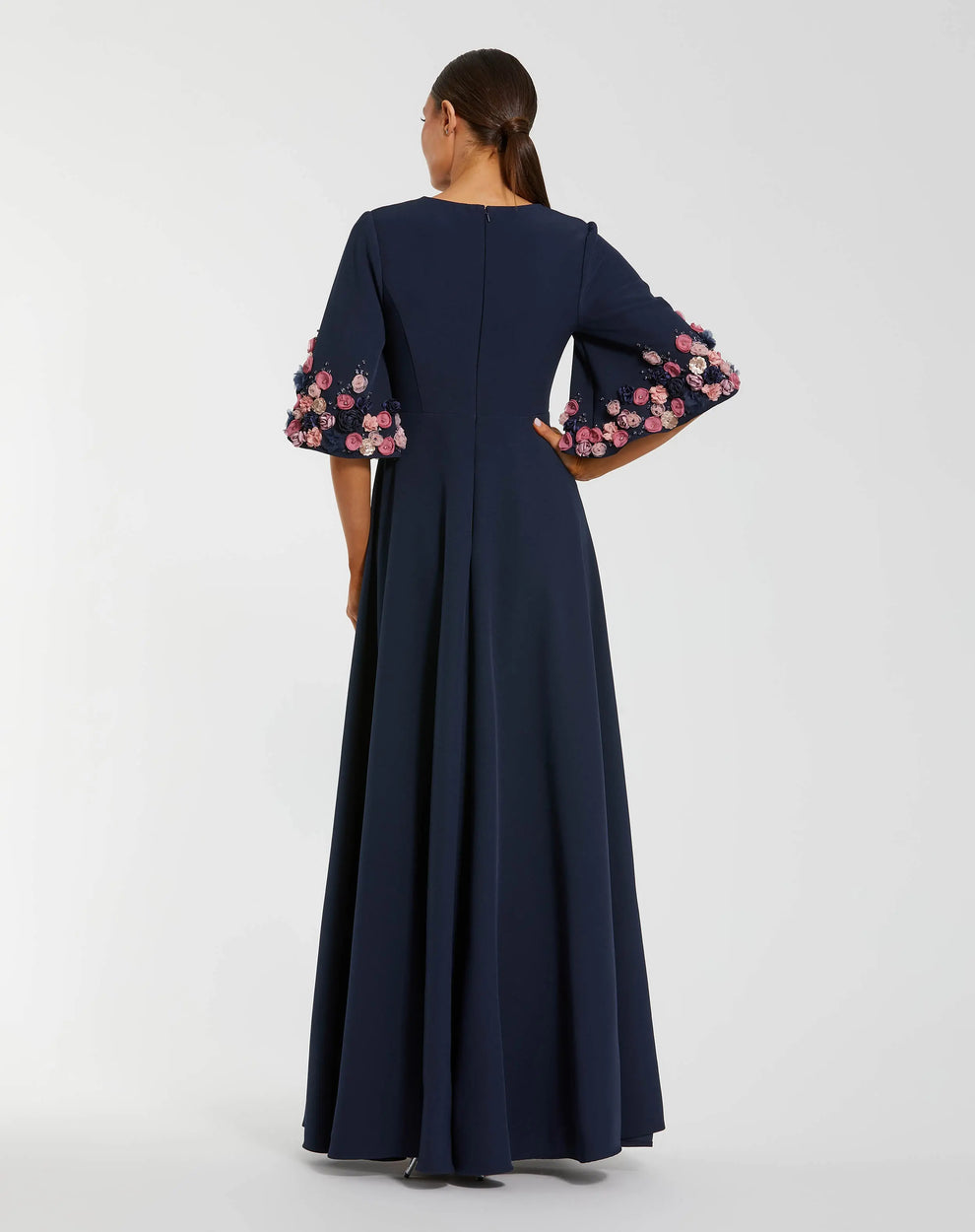 Crew/High-Neck Floor-Length Crepe Formal A-Line Mac Duggal 9911854P