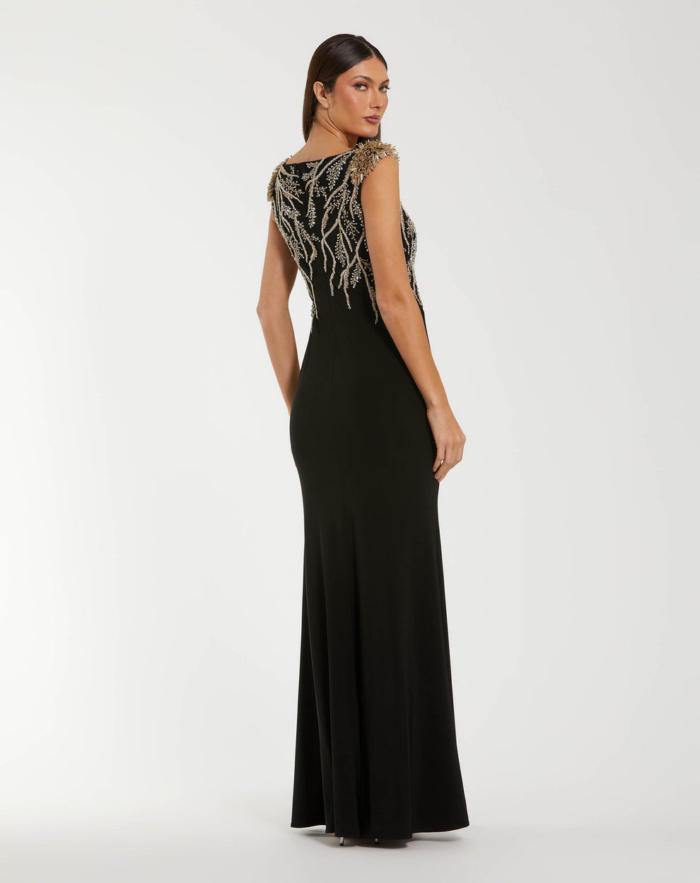 High-Neck Floor-Length Jersey Formal Sheath Mac Duggal 11861