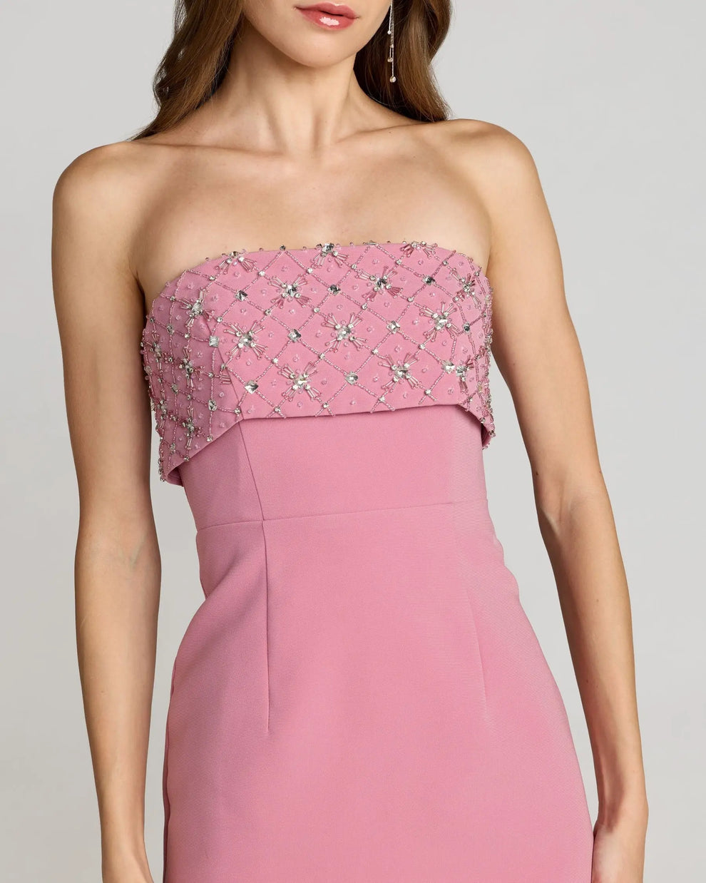 Strapless Tea-Length Crepe Cocktail Dress by Mac Duggal 11883 in Orchid