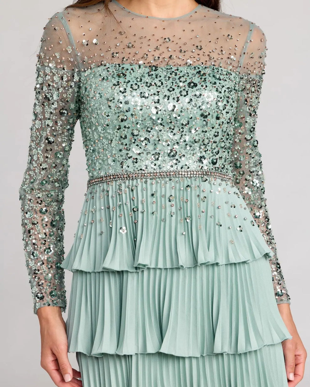 Illusion Floor-Length Chiffon Formal A-Line Gown Mac Duggal 11903