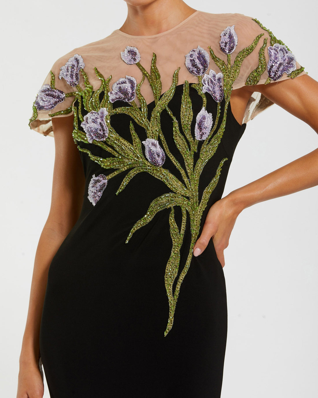 Prom Dresses Long Formal Fitted Floral Evening Dress Black Multi