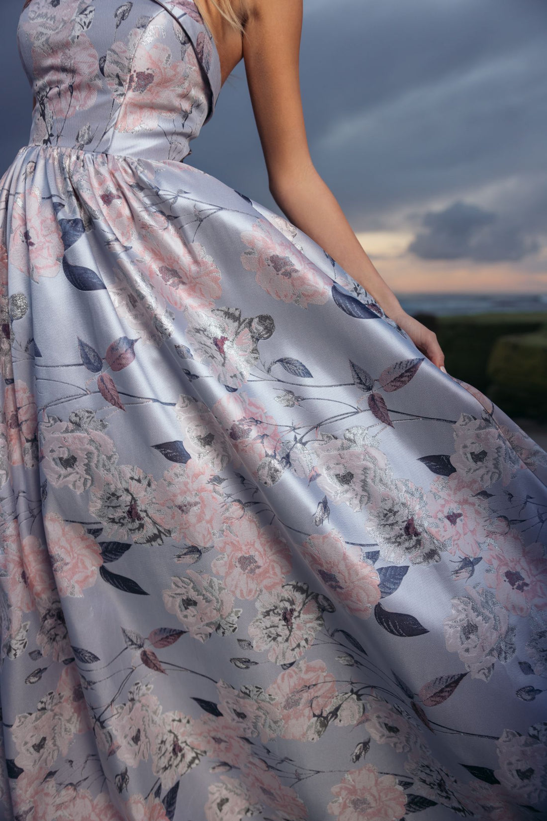 Formal Dresses Long Formal Prom Floral A Line Dress Mac Duggal 11921 Blue Multi