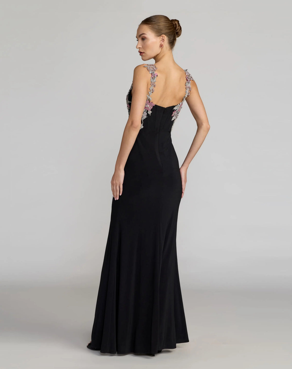 Prom Dresses Long Slit Prom Beaded Evening Dress Black Multi