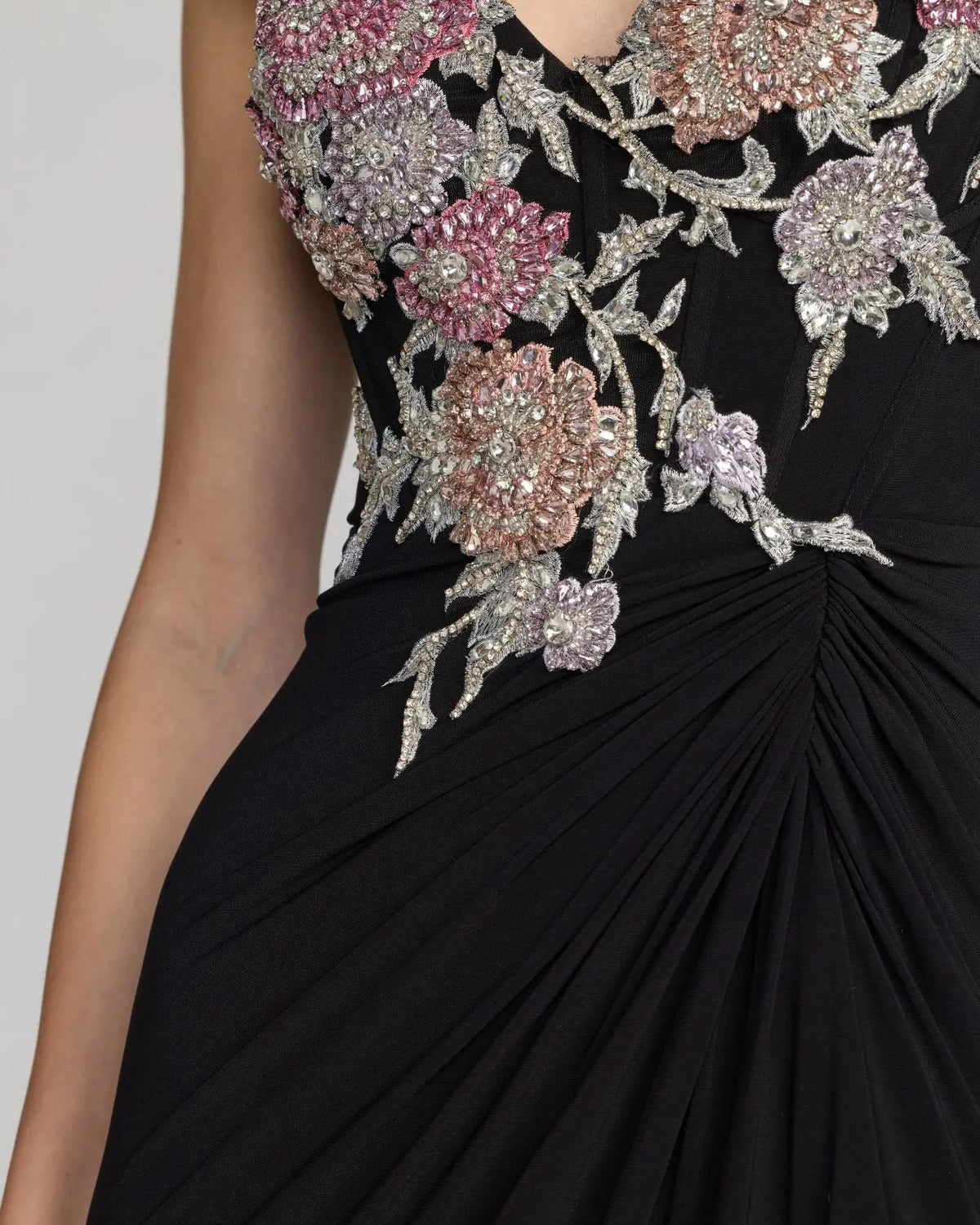 Prom Dresses Long Slit Prom Beaded Evening Dress Black Multi