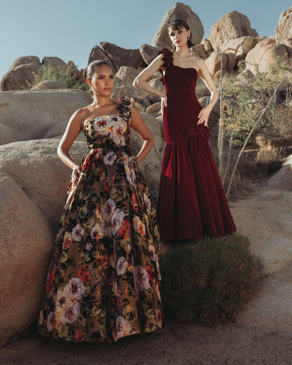 Prom Dresses Long Applique 3D Floral Prom Dress Black Multi