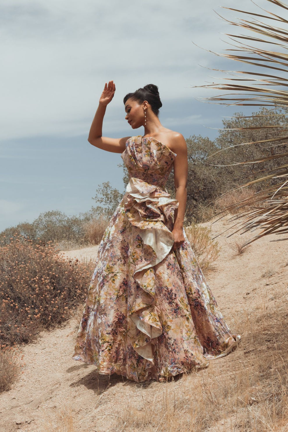 Prom Dresses Floral Long Formal Ball Gown Prom Dress Blush Multi