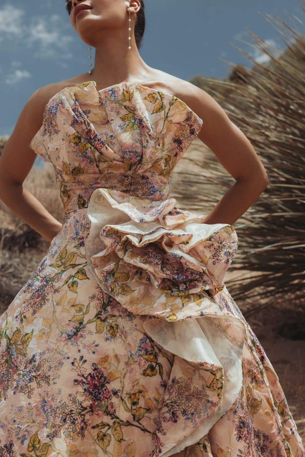 Prom Dresses Floral Long Formal Ball Gown Prom Dress Blush Multi