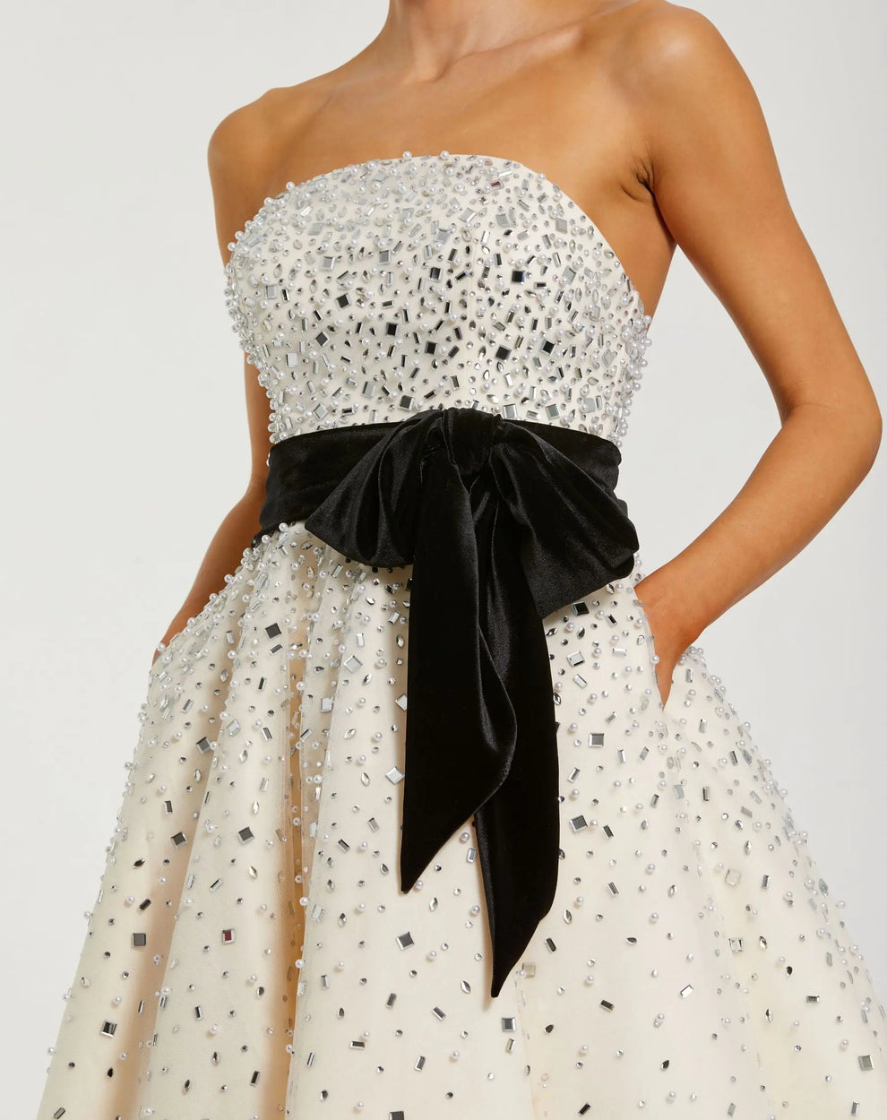 Prom Dresses Homecoming Beaded A Line Midi Prom Dress Black Cream