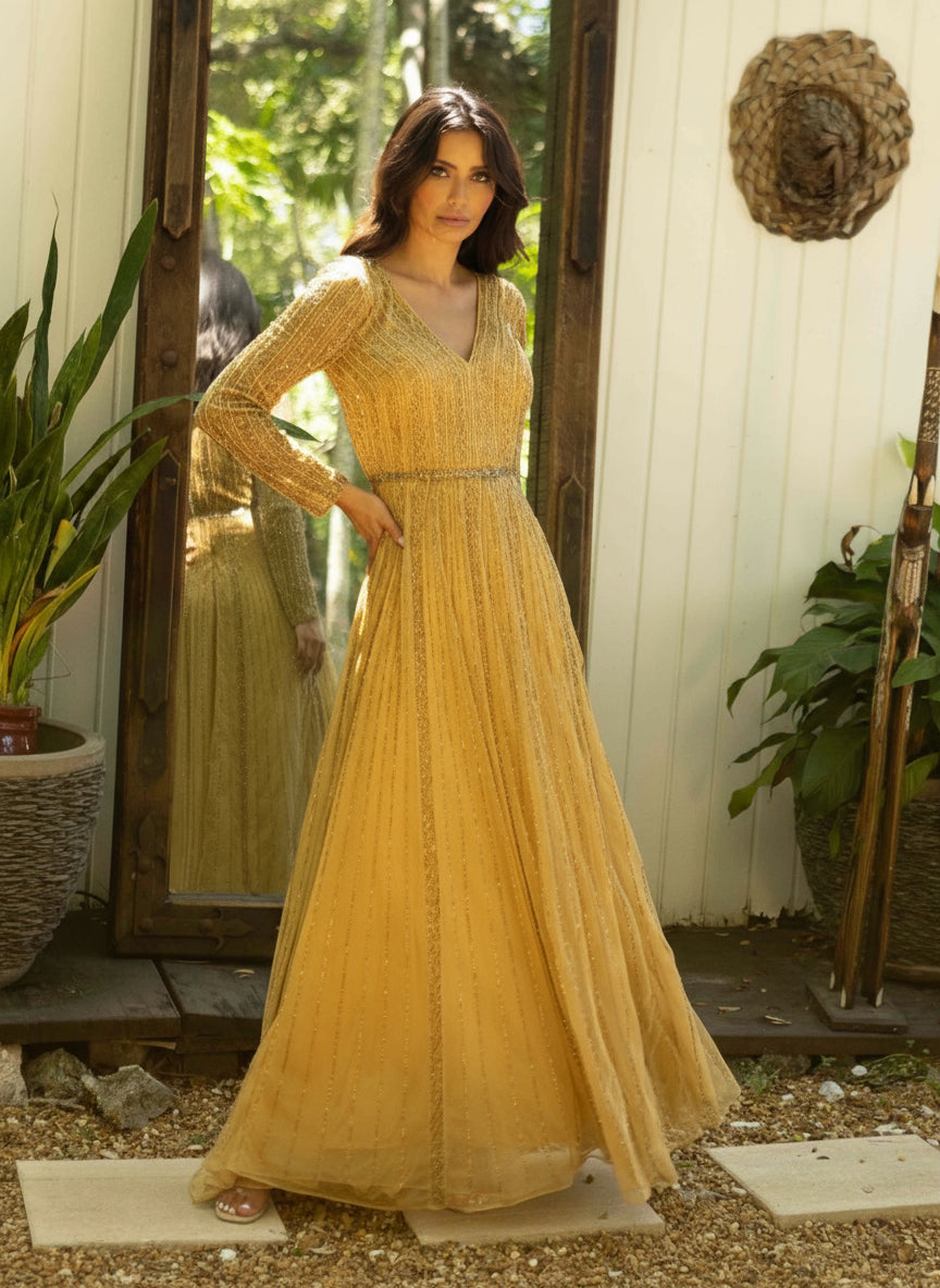 Mother of the Bride Dresses Long Sleeve Mother of the Bride Formal Dress Caramel