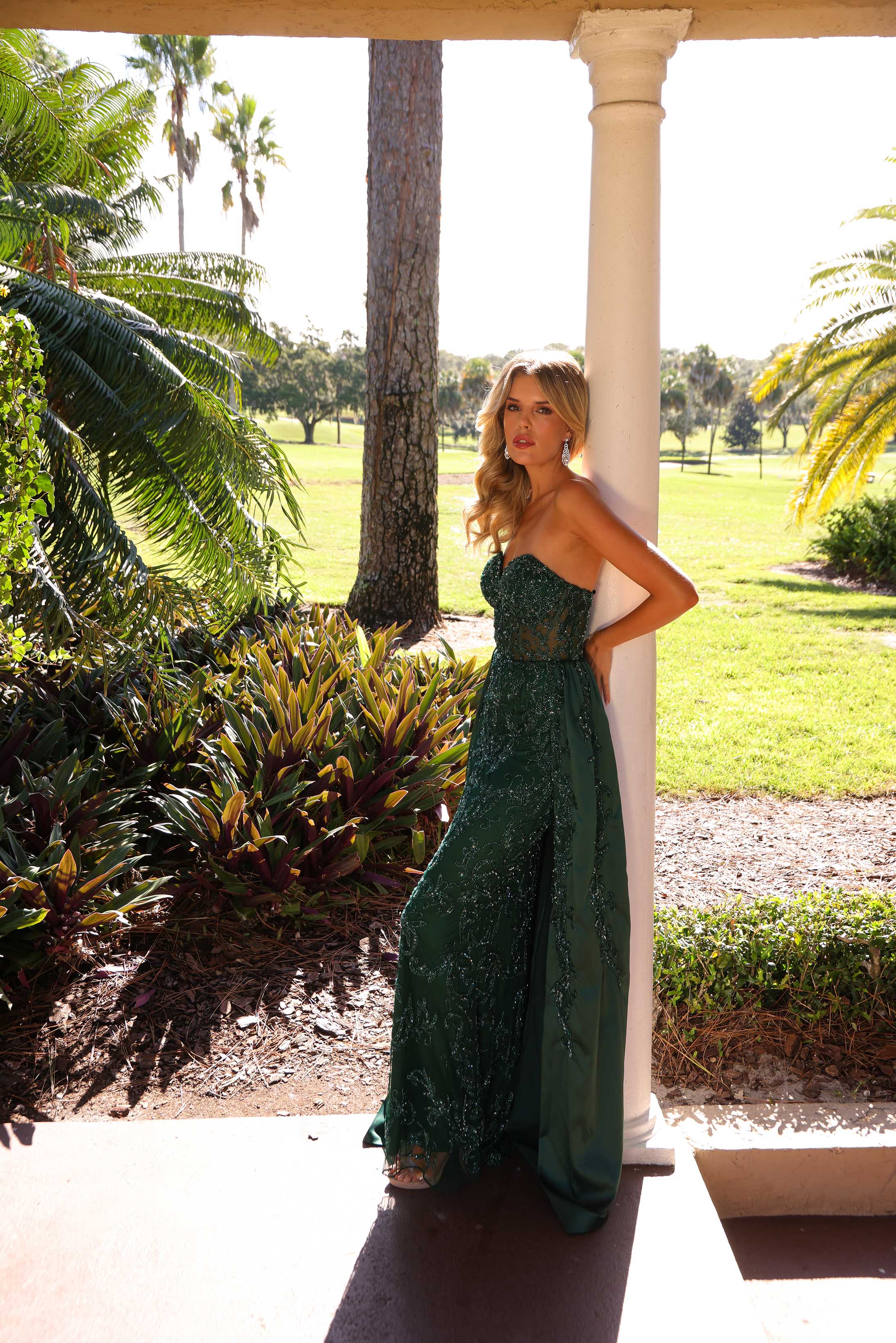 Prom Dresses Long Beaded Formal Prom Evening Dress Primavera Couture 12213 Forest Green