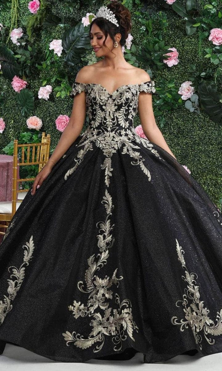 Off-the-Shoulder Floor-Length Tulle Quinceañera Ball Gown May Queen LK219