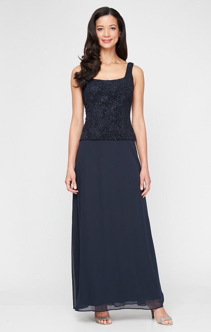 Mother of the Bride Dresses Long Mother of the Bride Glitter Formal Petite Jacket Dress Navy