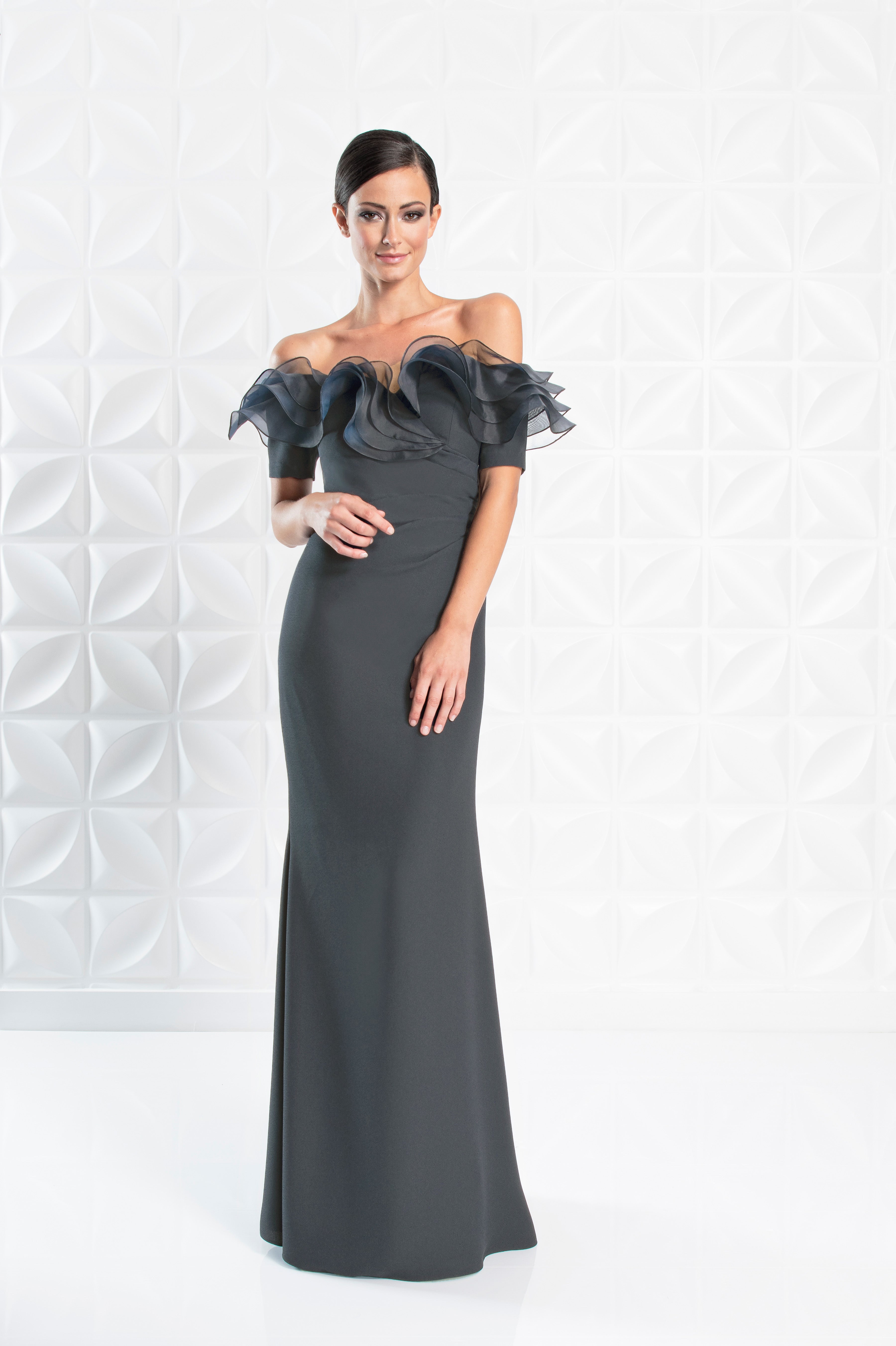 Formal Dresses Long Ruflle Formal Evening Dress Graphite