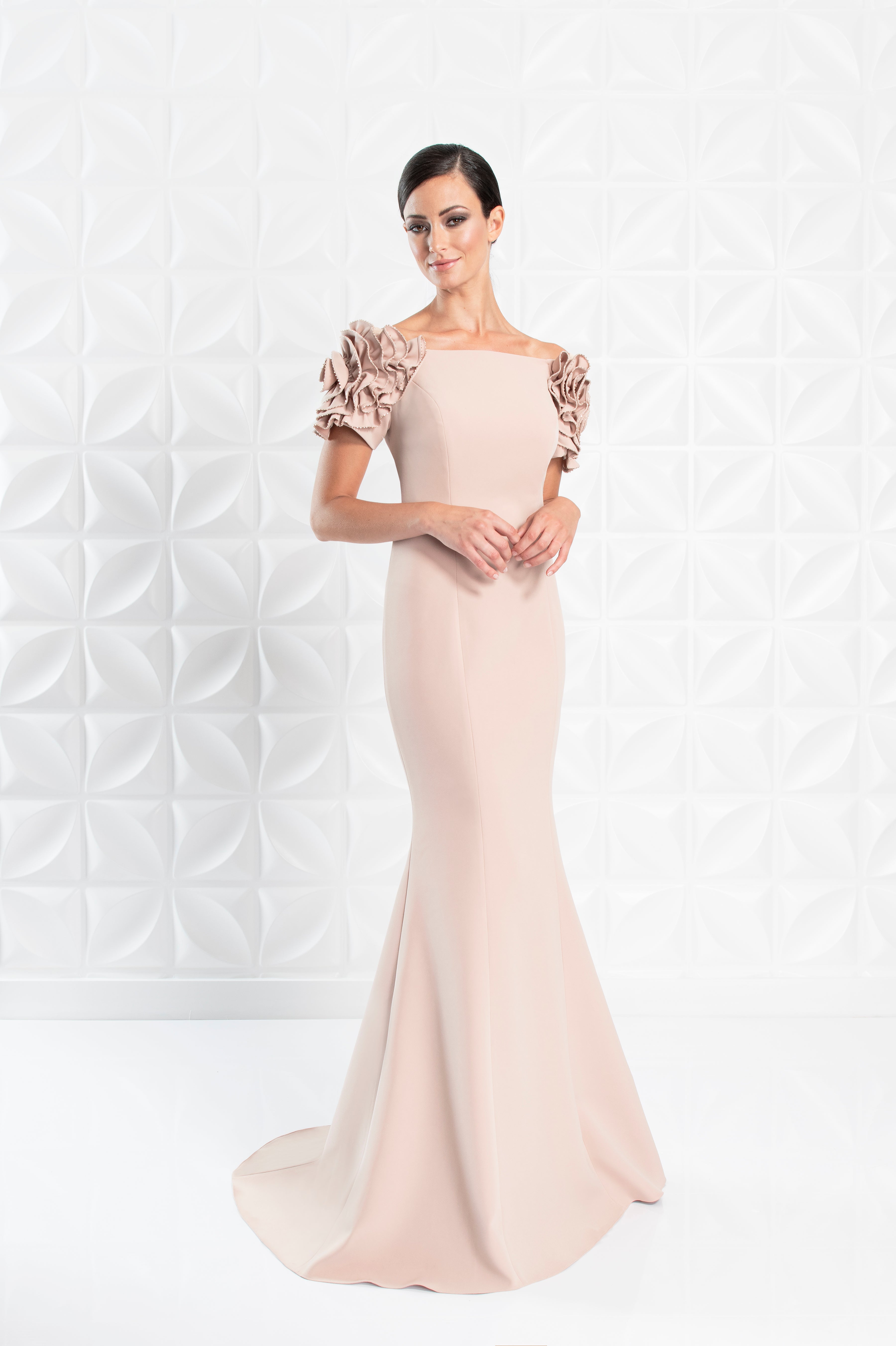 Formal Dresses Long Beaded Ruffle Formal Evening dress Suntan