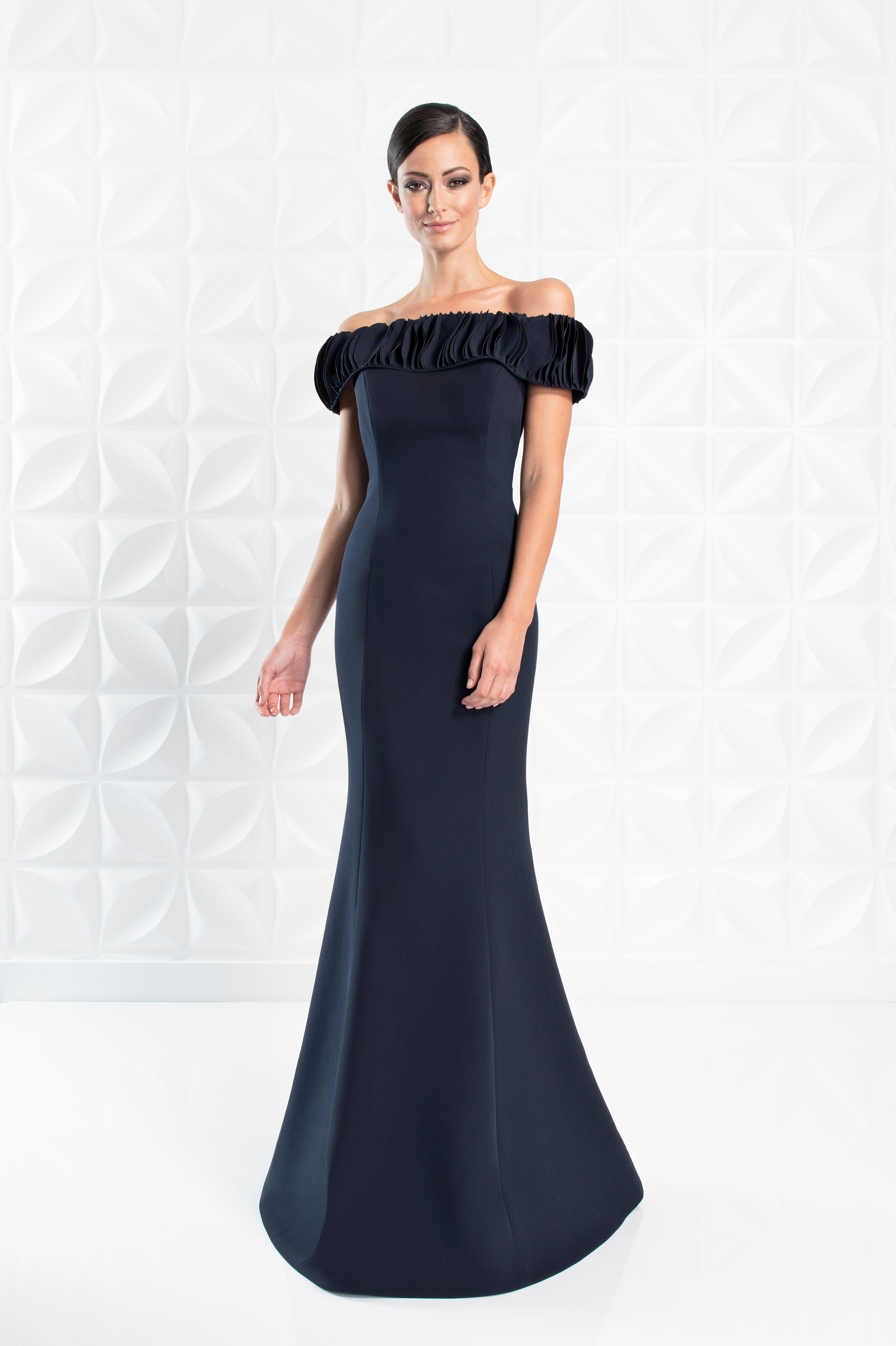 Formal Dresses Long Ruffle Fit Formal Dress Navy