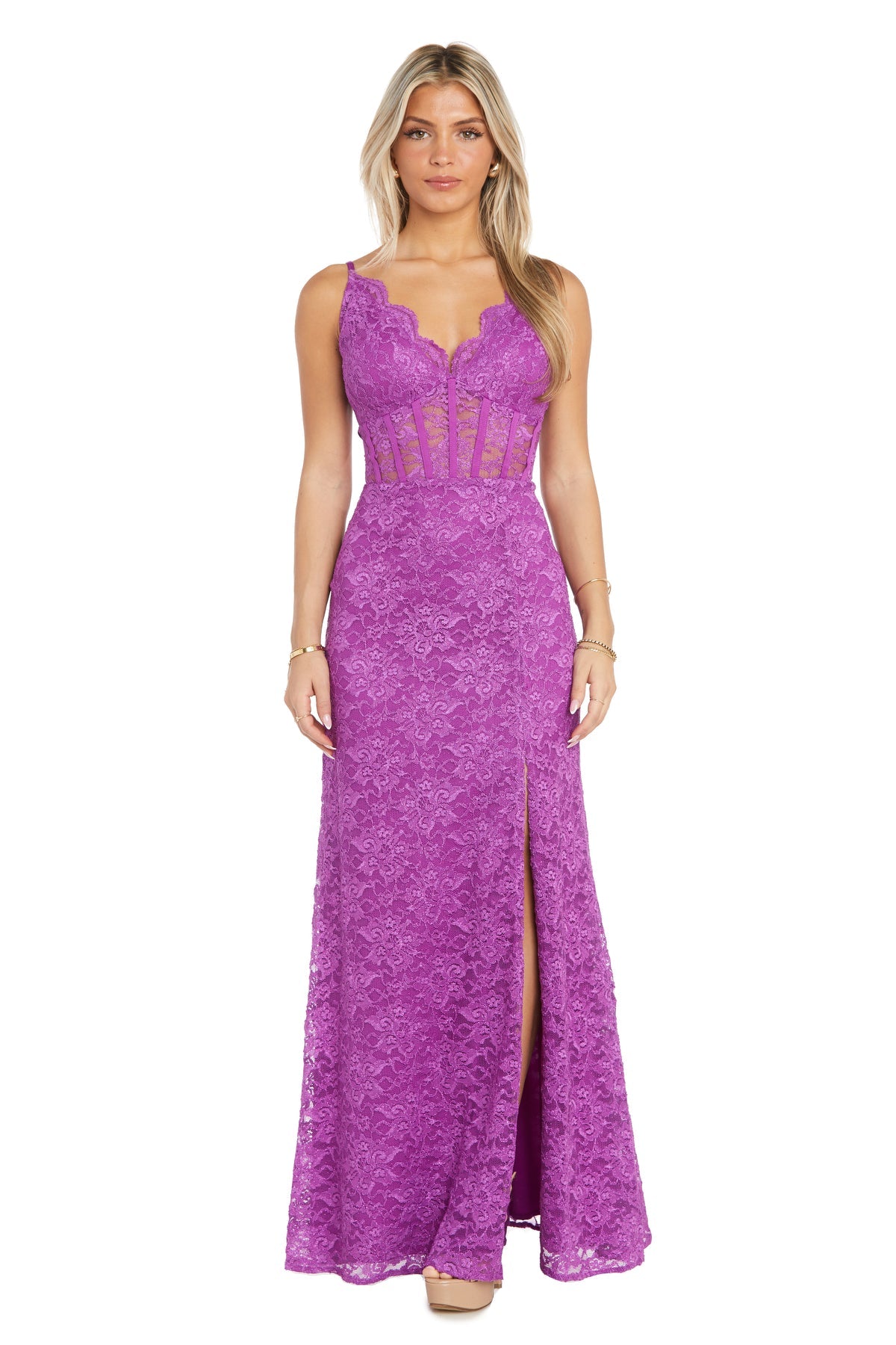 Morgan & Co 12938 Long Spaghetti Strap Evening Gown