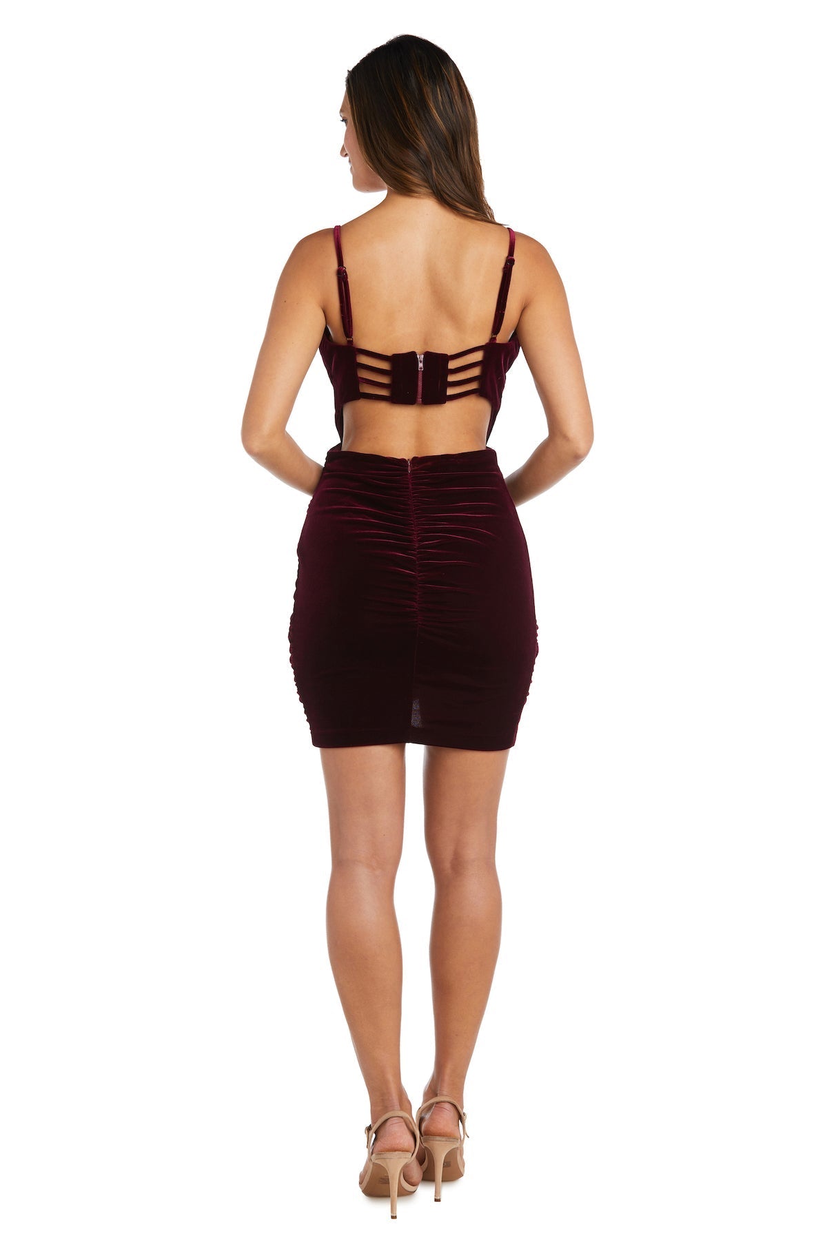 Homecoming Dresses Short Cocktail Fitted Velvet Mini Dress Merlot