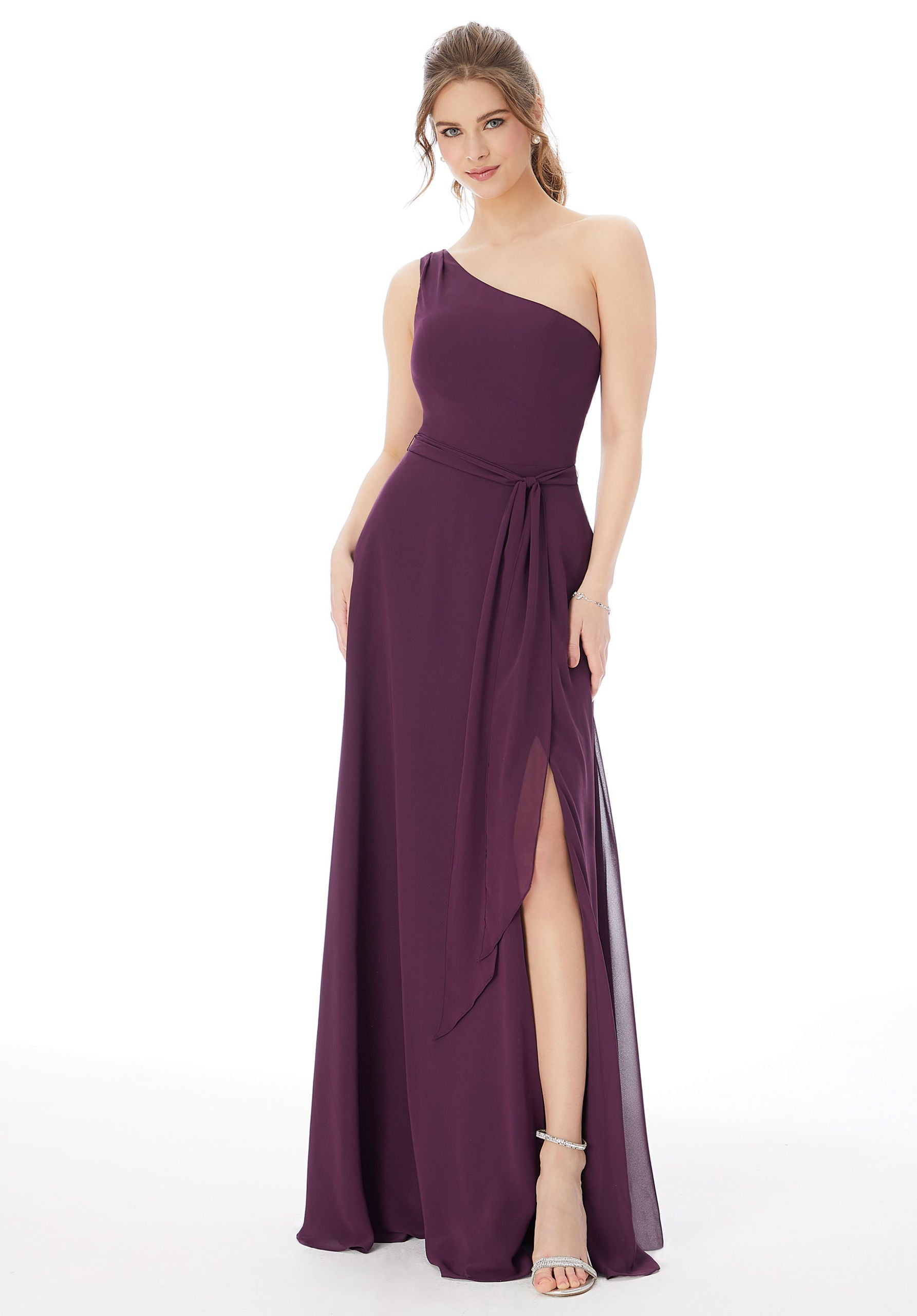 Formal Dresses Long Formal A Line Evening Dress MGNY Madeline Gardner New York 13105 Eggplant