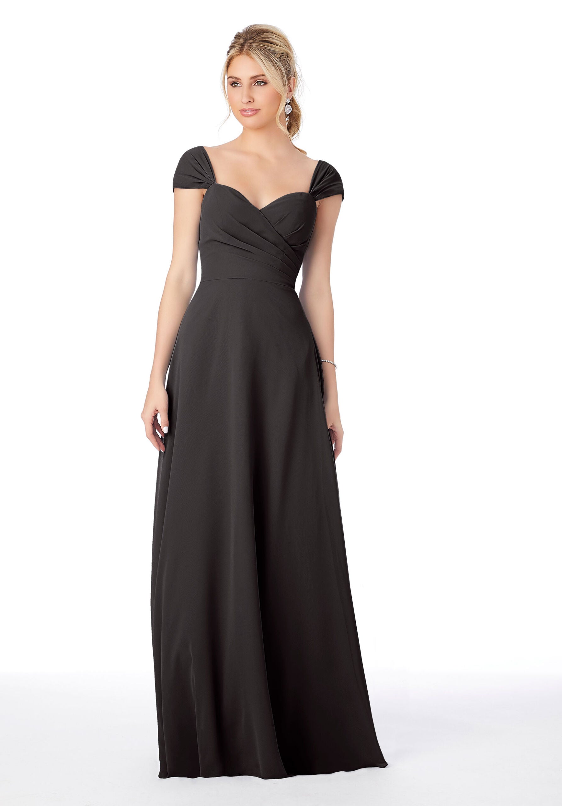 Formal Dresses Long Slit Formal A Line Dress MGNY Madeline Gardner New York 13106 Black