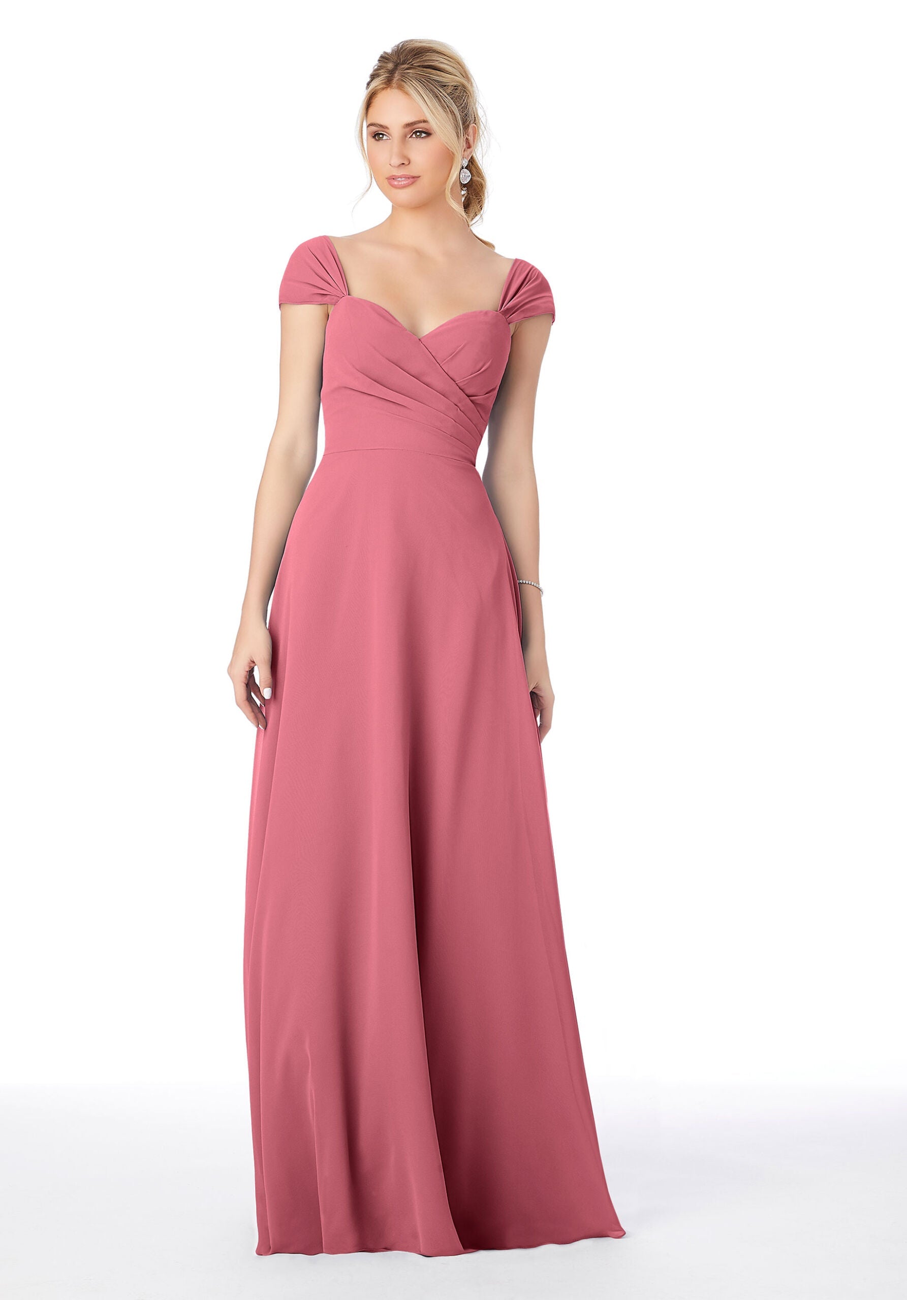 Formal Dresses Long Formal Pleated A Line Dress MGNY Madeline Gardner New York 13106 Rosewood