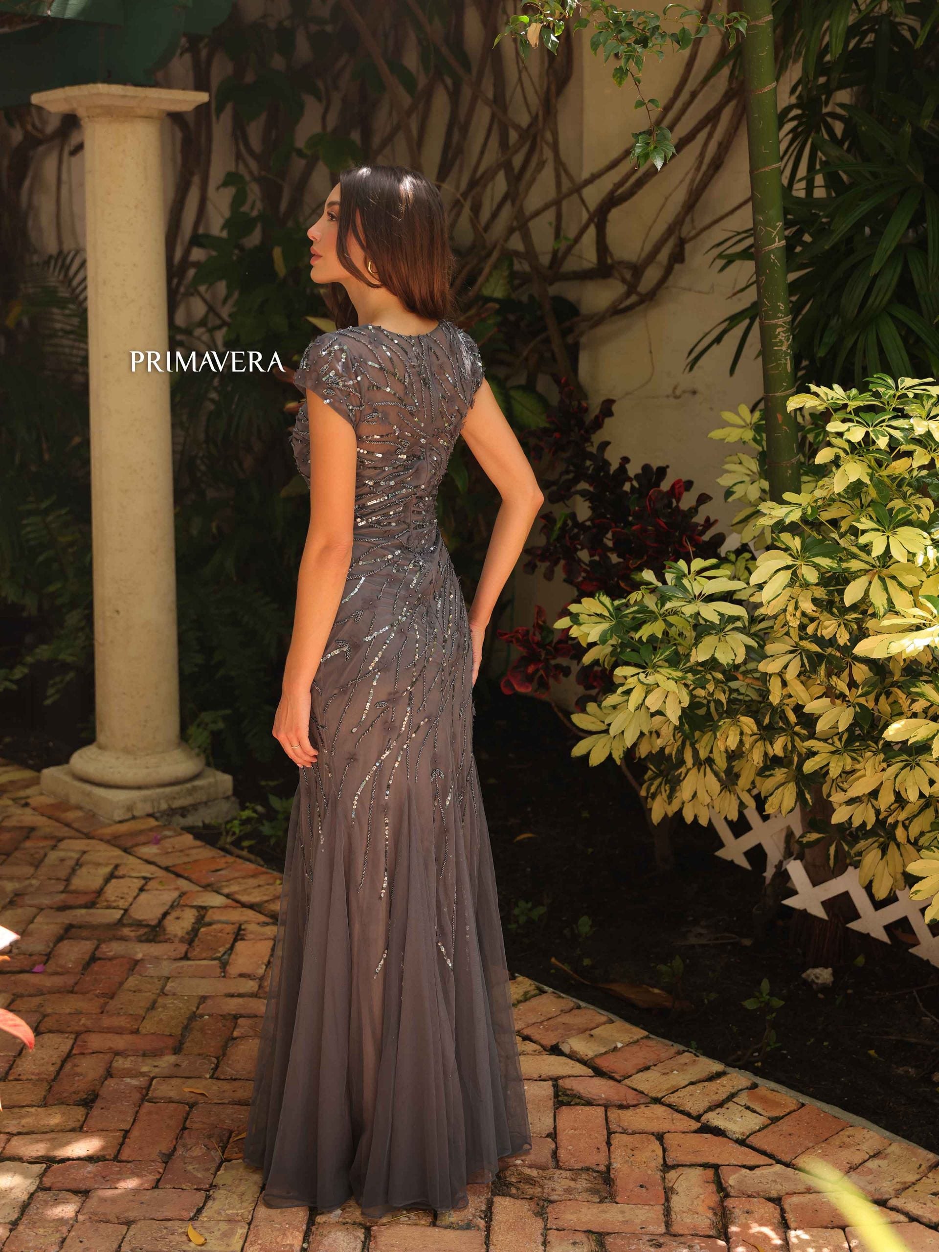 Jewel Floor-Length Tulle Formal Mermaid Gown - Primavera Couture PC13114