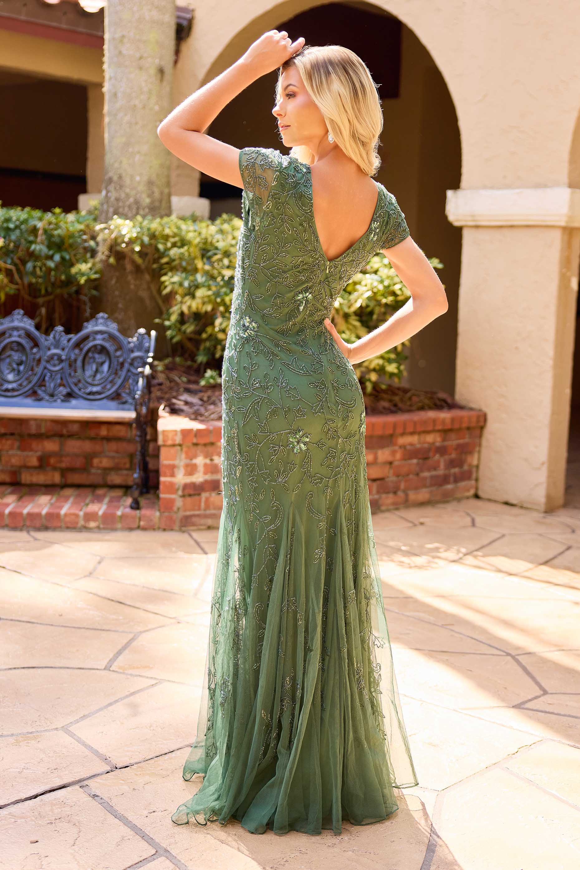 Mother of the Bride Dresses Beaded Long Mother of the Bride Formal Fitted Dress Primavera Couture 13133 Sage Green