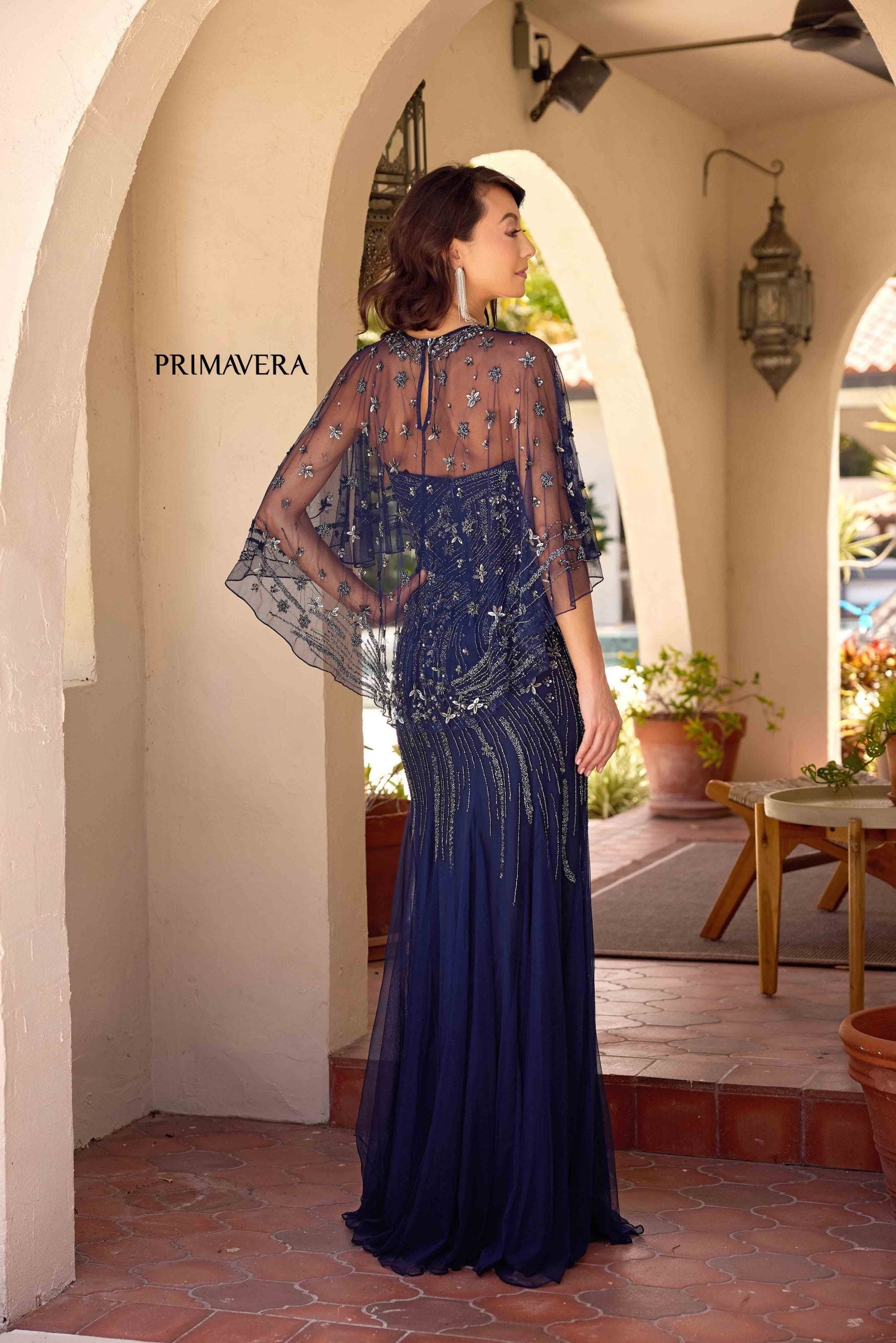 Mother of the Bride Dresses Long Formal Cape Sleeve Mother of the Bride Dress Primavera Couture 13145 Midnight