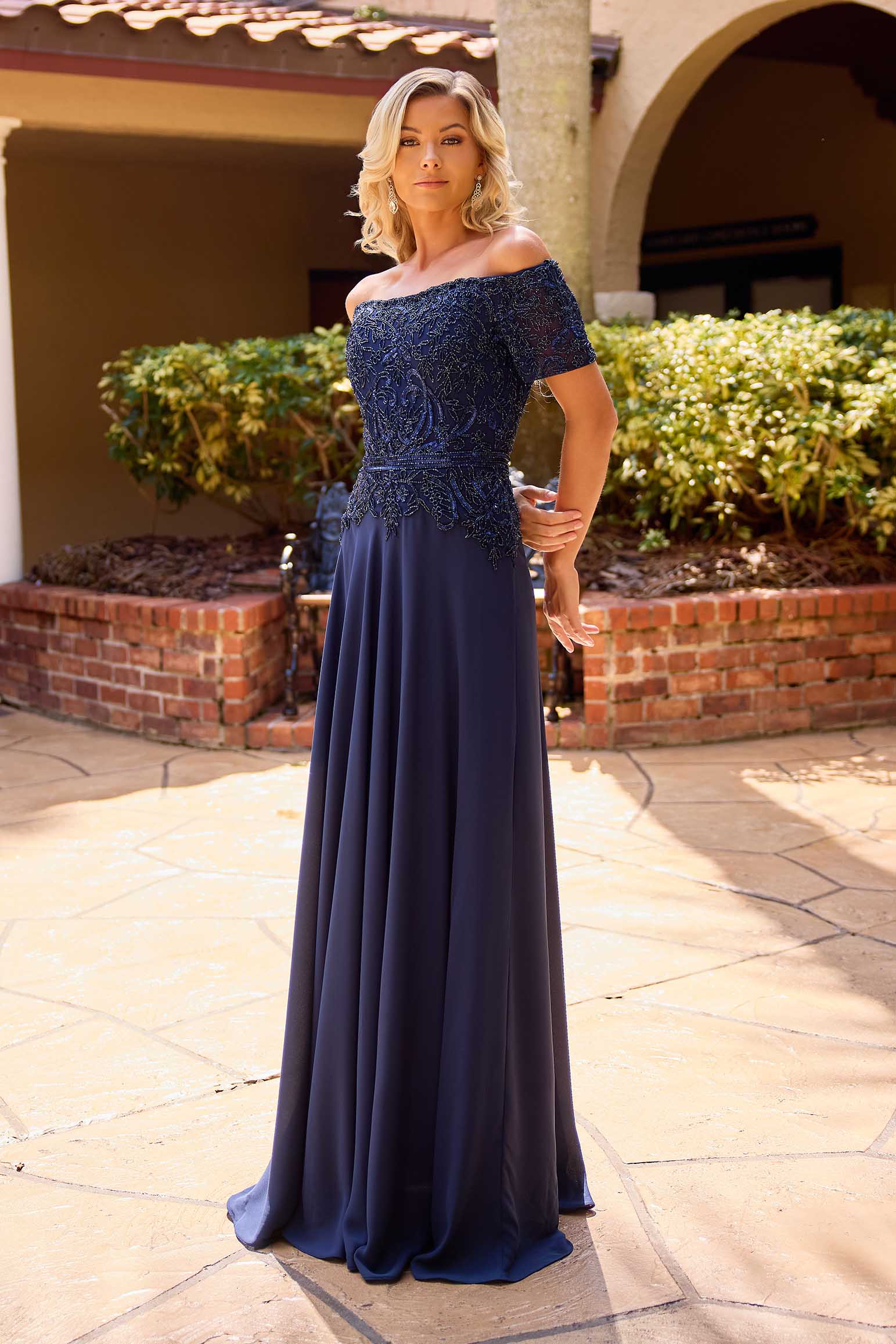 Mother of the Bride Dresses Long Pleated Beaded Formal Mother of the Bride Dress Primavera Couture 13164 Midnight