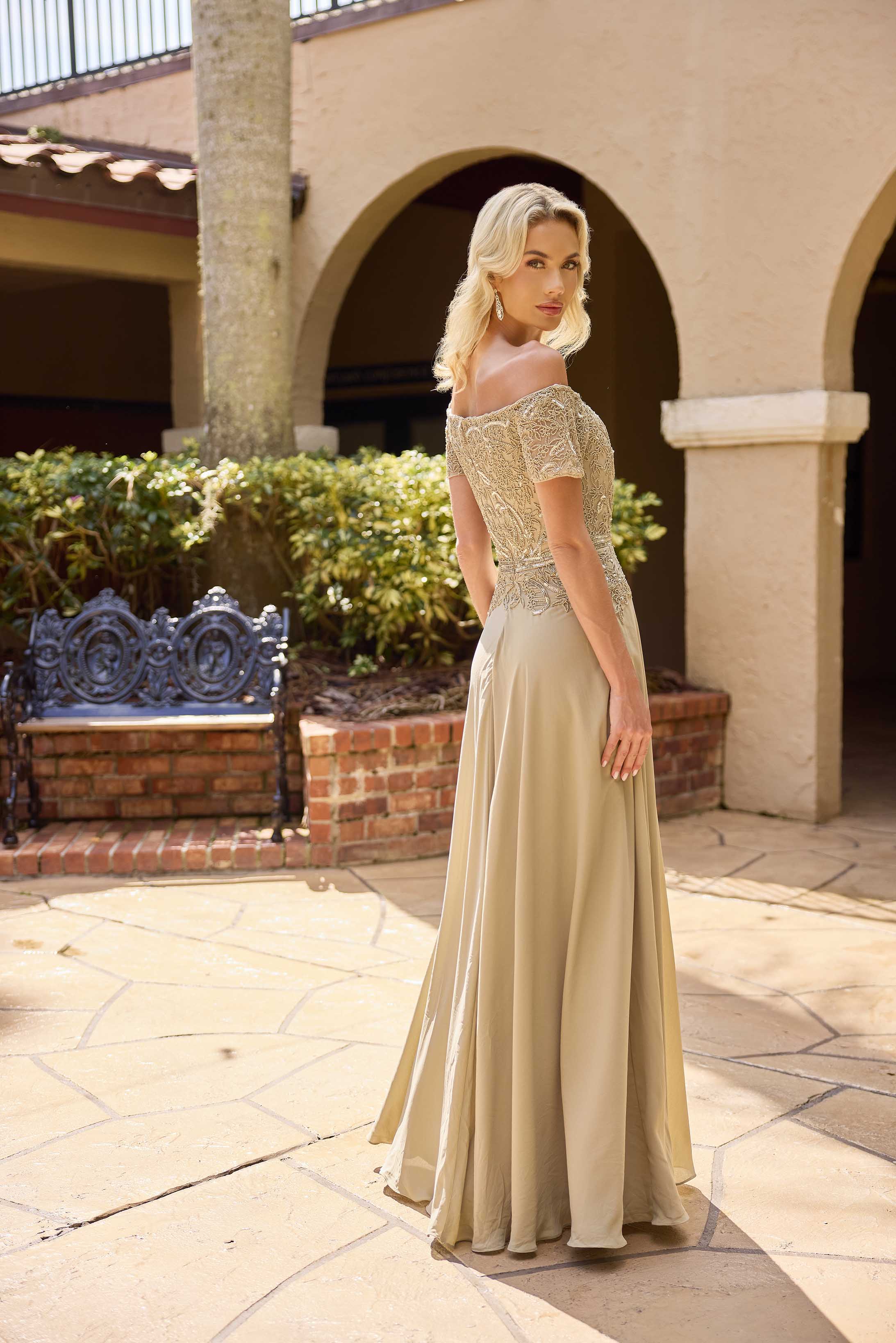Mother of the Bride Dresses Long Pleated Beaded Formal Mother of the Bride Dress Primavera Couture 13164 Taupe
