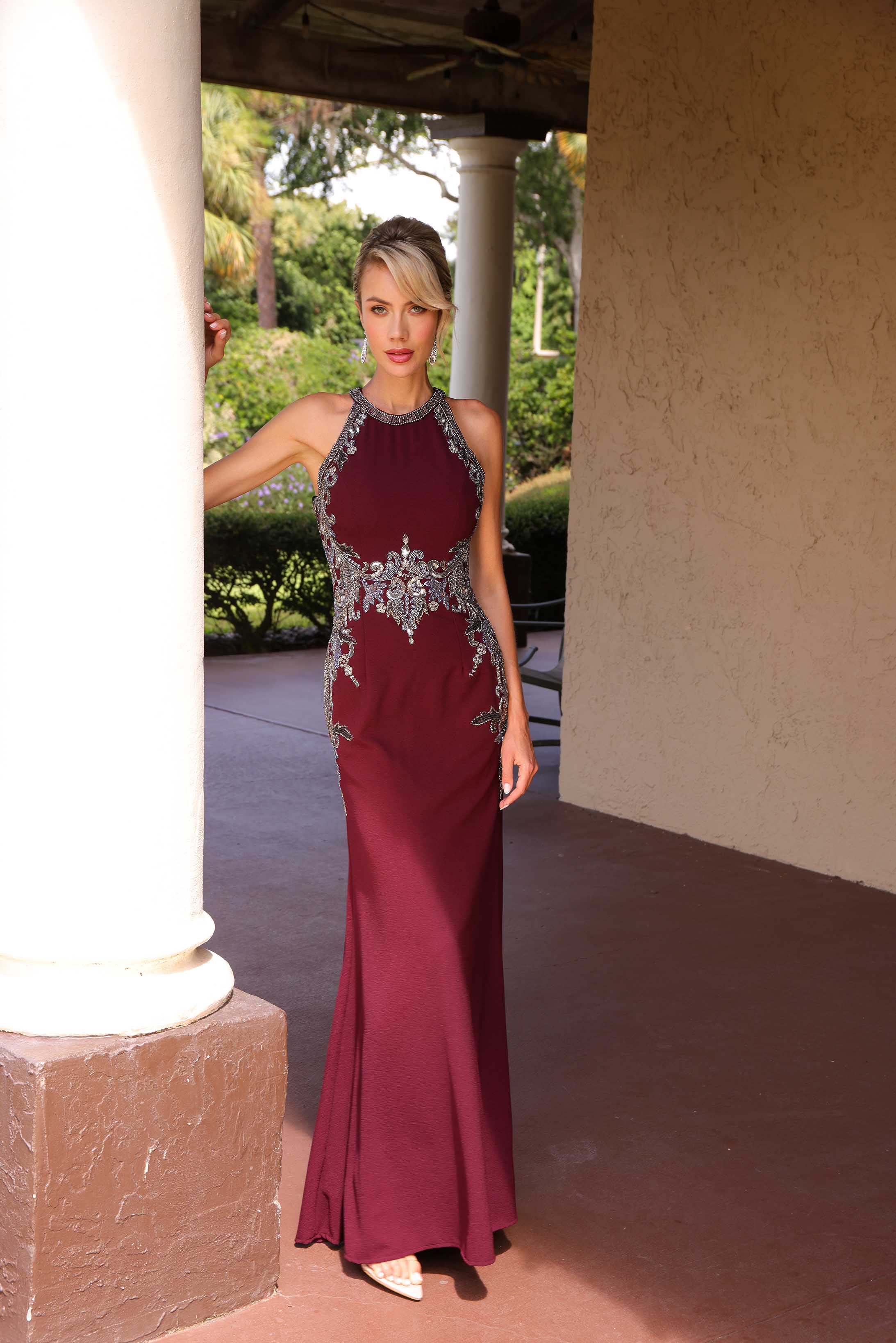Formal Dresses Fitted Long Evening Formal Dress Primavera Couture 13167 Burgundy