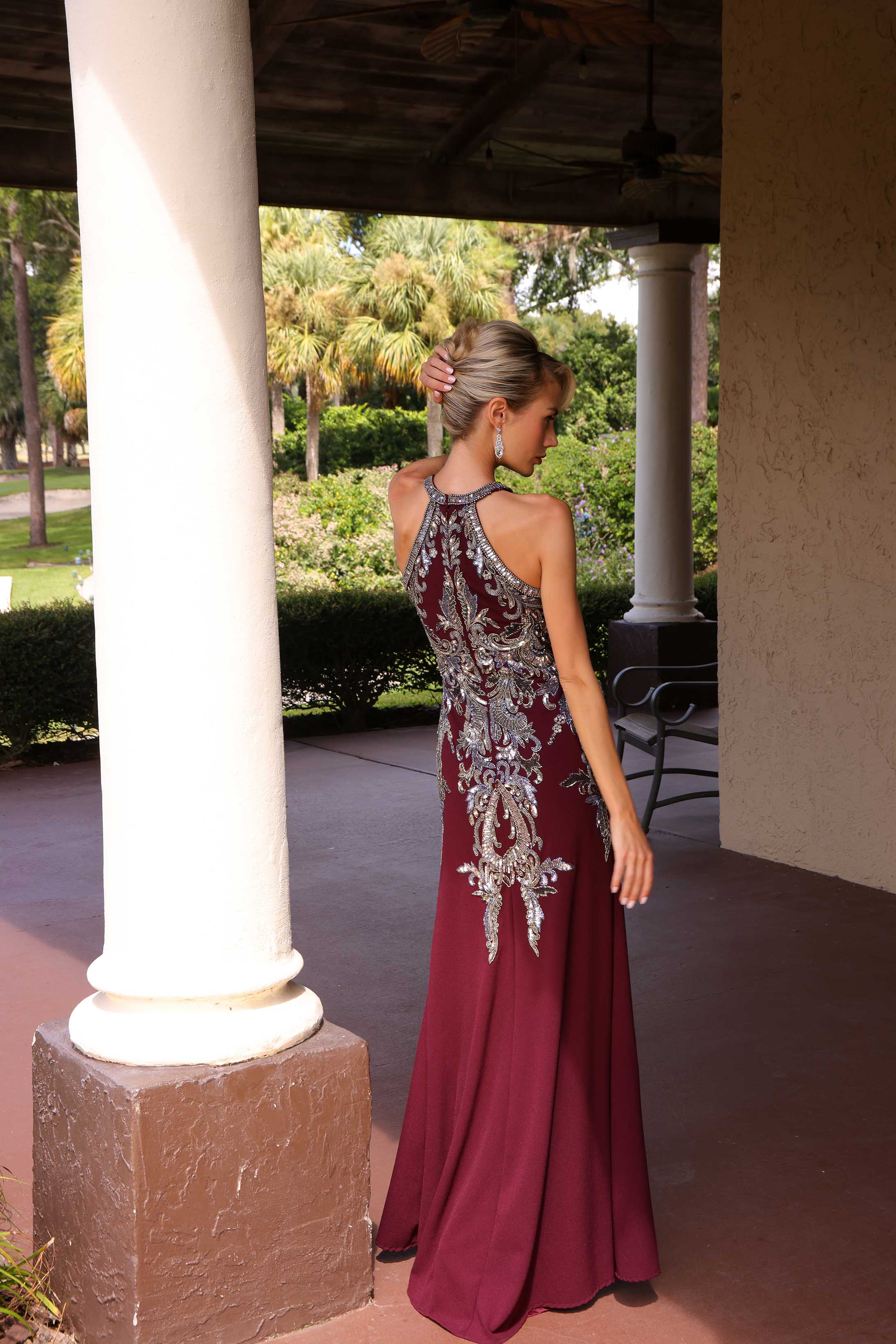 Formal Dresses Fitted Long Evening Formal Dress Primavera Couture 13167 Burgundy