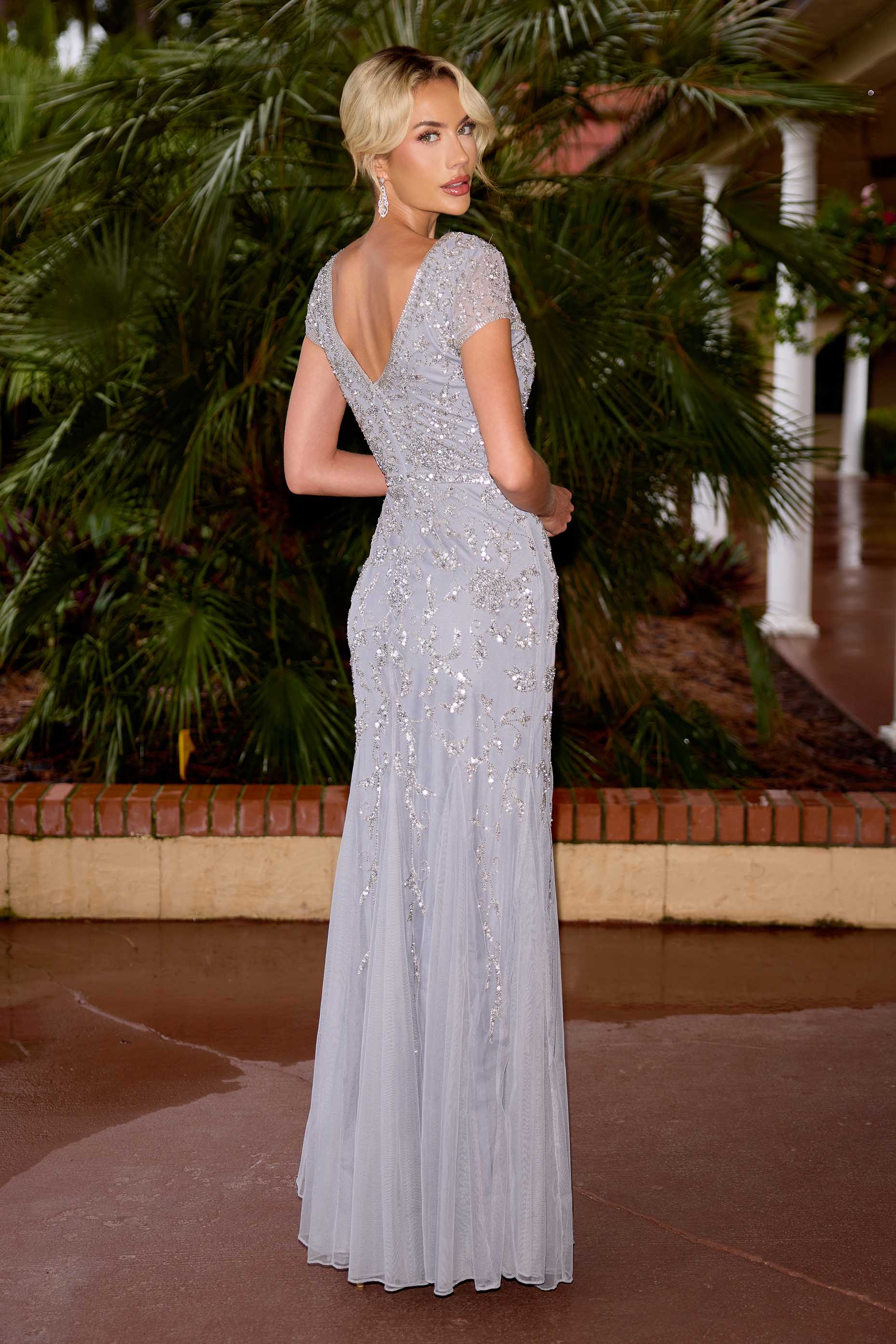 Mother of the Bride Dresses Long Formal Mother of the Bride Evening Beaded Dress Primavera Couture 13178 Platinum