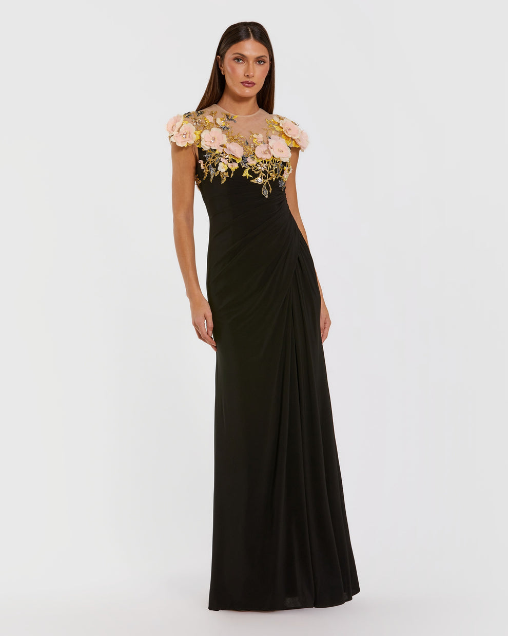 Mother of the Bride Dresses Floral Long Formal Mother of the Bride Dress Mac Duggal 13207 Black Multi
