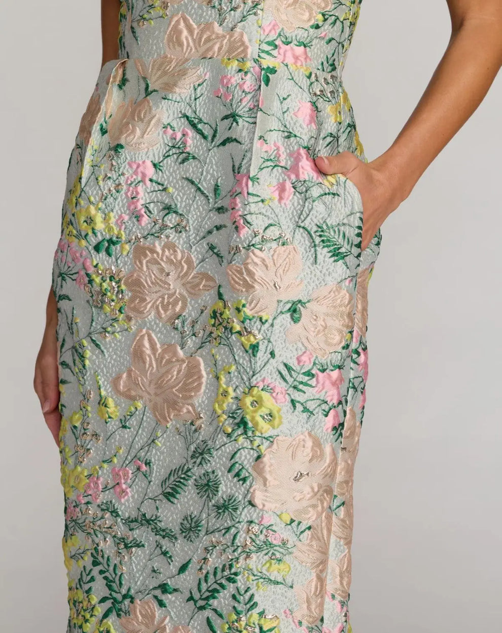 Strapless Midi Floral Cocktail Dress by Mac Duggal 13223 in Pastel Multi