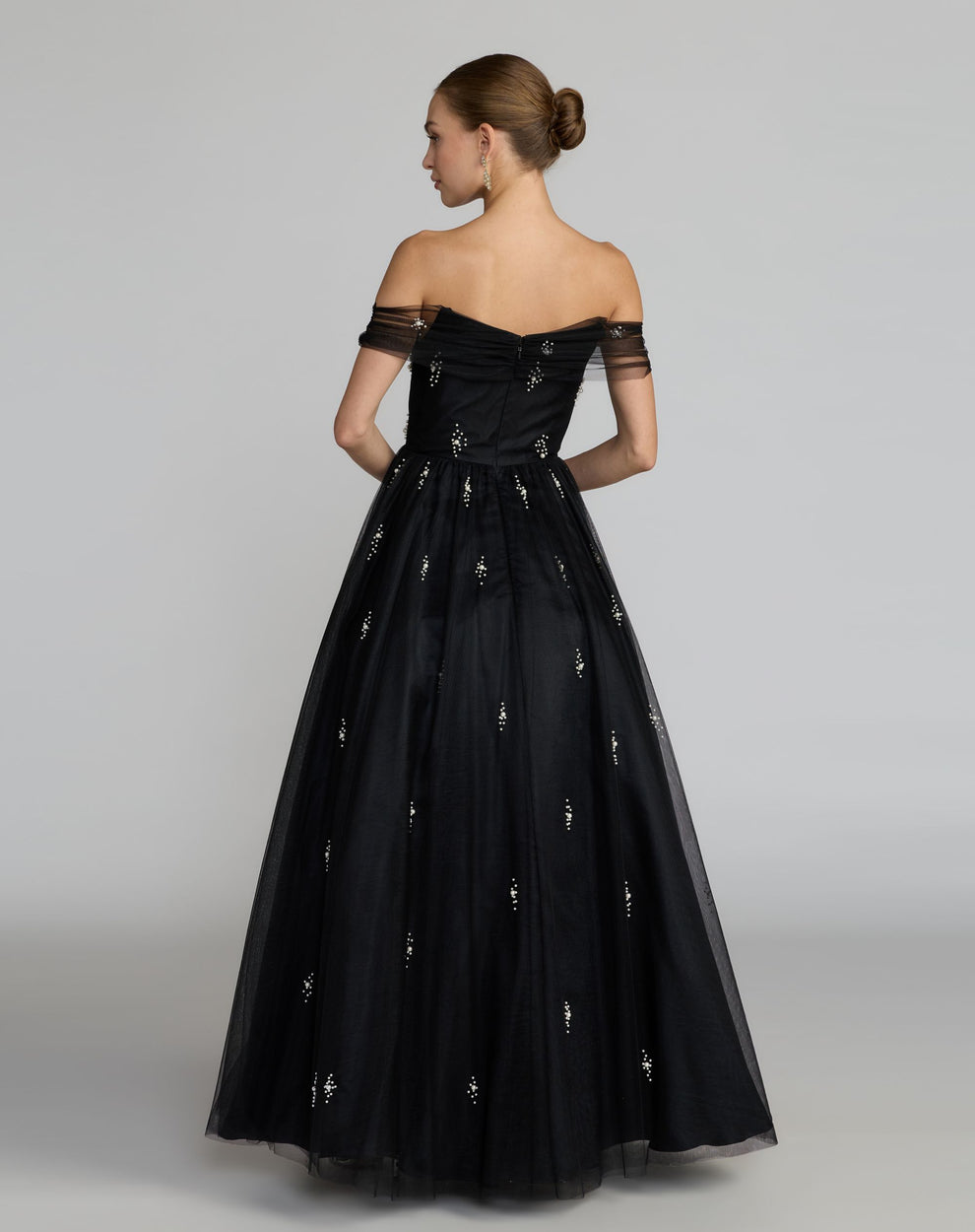 Off-the-Shoulder Floor-Length Tulle Formal A-Line Mac Duggal 13227