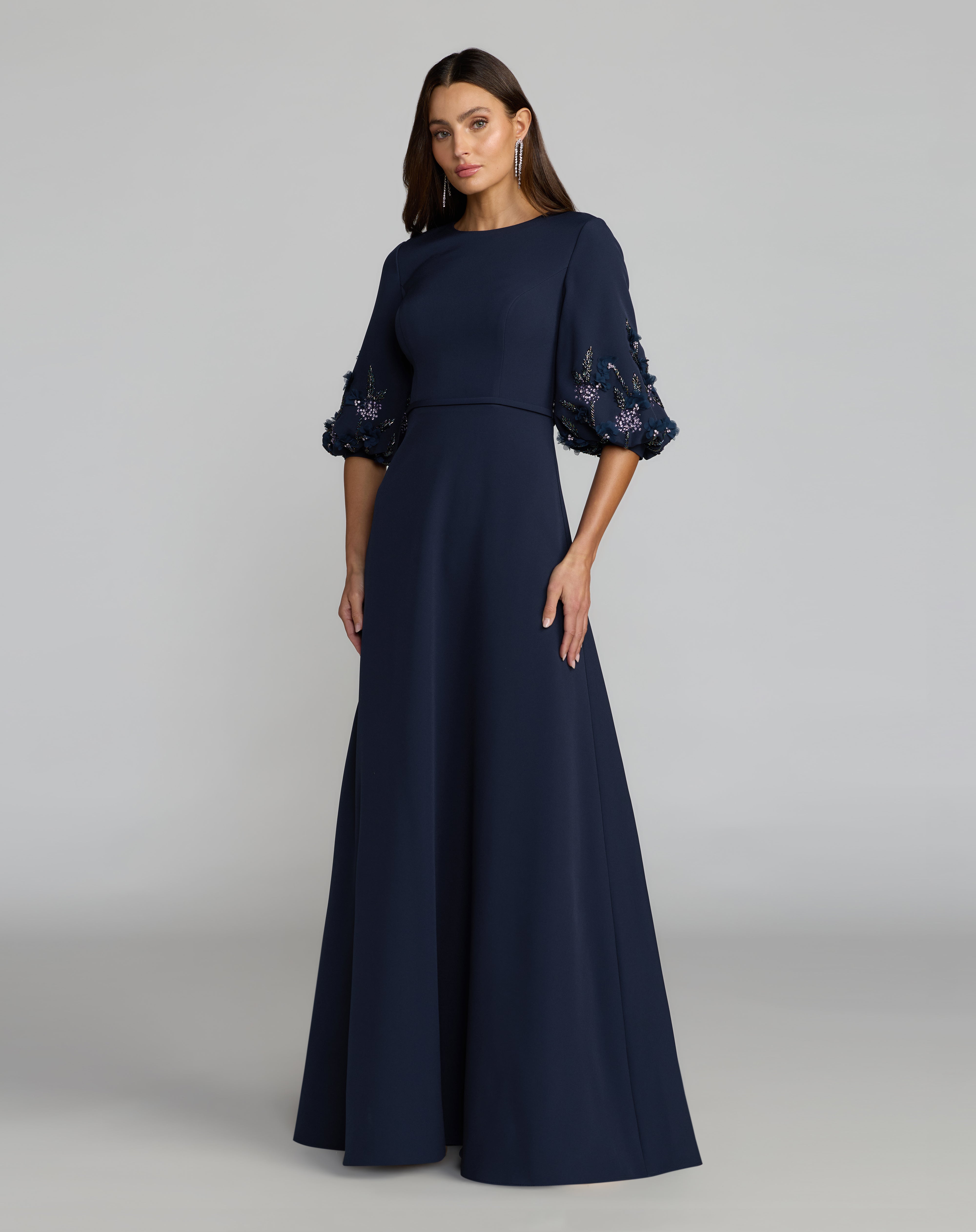 Crew/High-Neck Floor-Length Scuba Formal A-Line Mac Duggal 13230