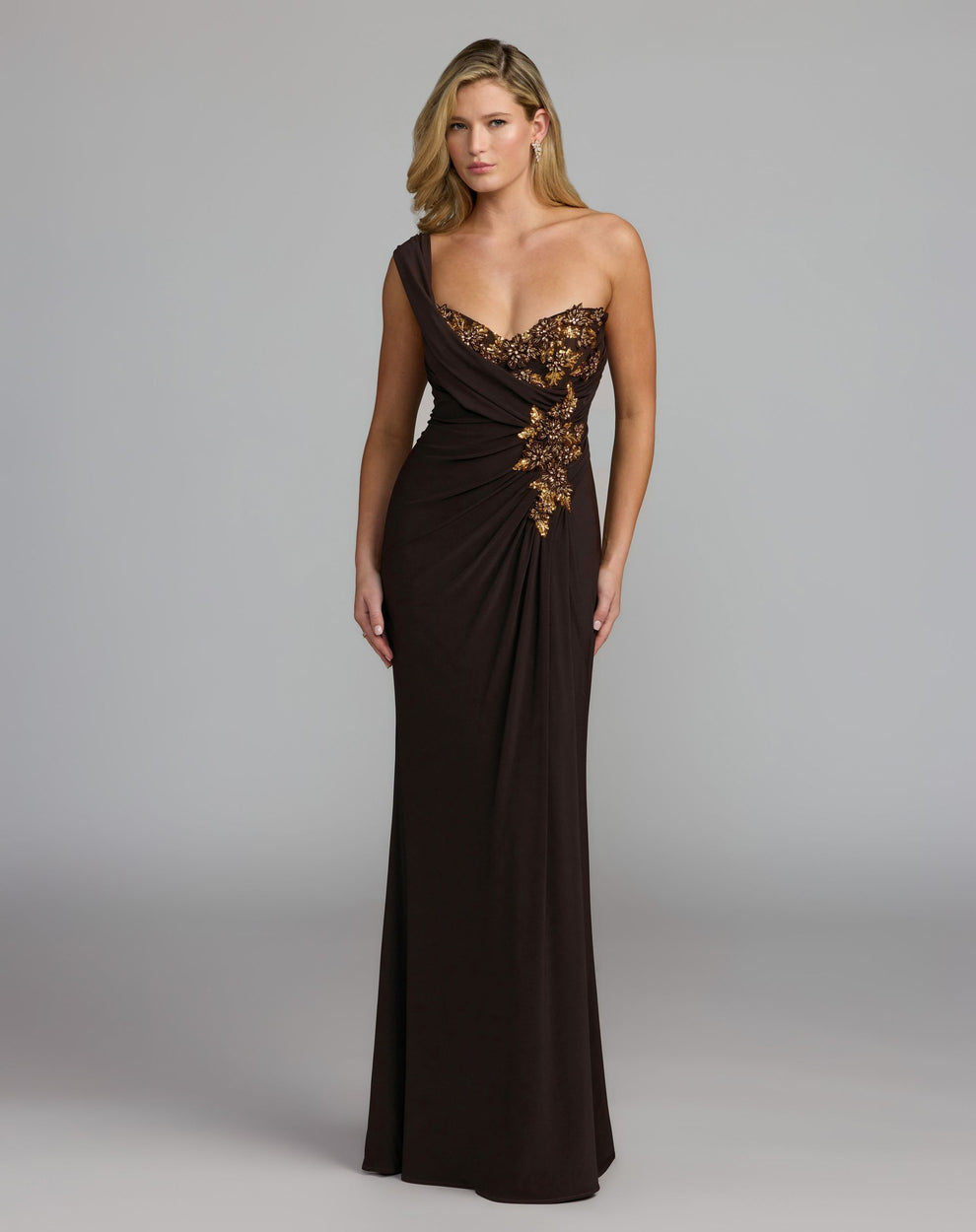 One-Shoulder Floor-Length Jersey Prom Mermaid Mac Duggal 13243