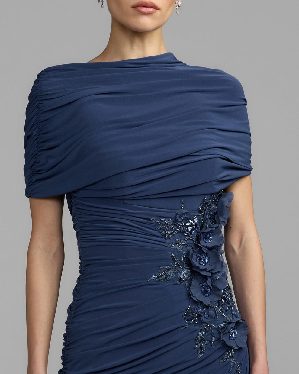 Crew/High-Neck Floor-Length Jersey Formal Sheath/Column Mac Duggal 13244