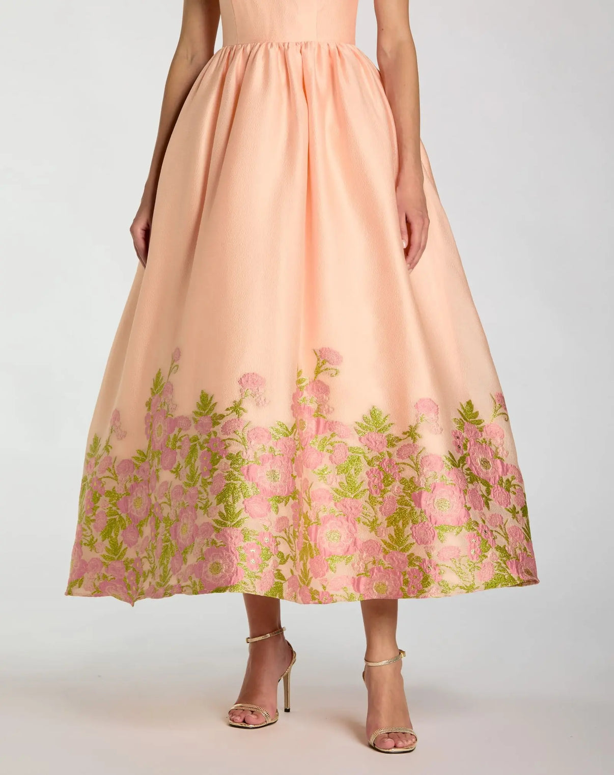 Scoop Neck Tea Length Embroidered Cocktail Dress by Mac Duggal 13266 in Pink Multi