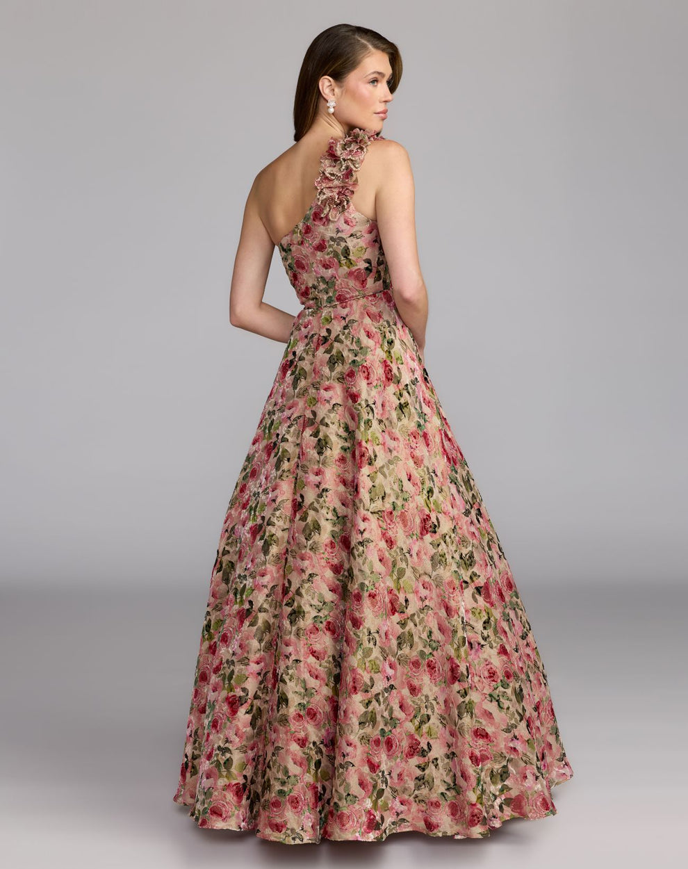 One-Shoulder Floor-Length Lace Evening A-Line Mac Duggal 13269