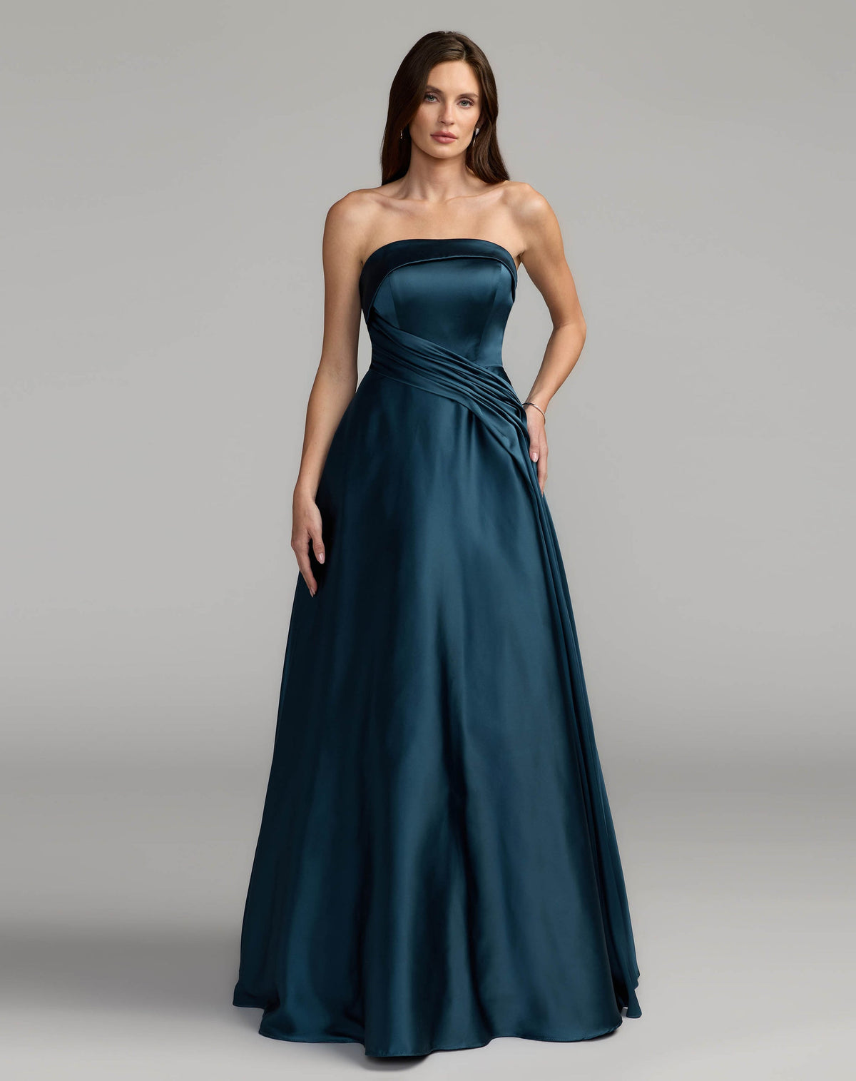 Strapless Straight Neck Floor-Length Satin Formal A-Line Mac Duggal 13280
