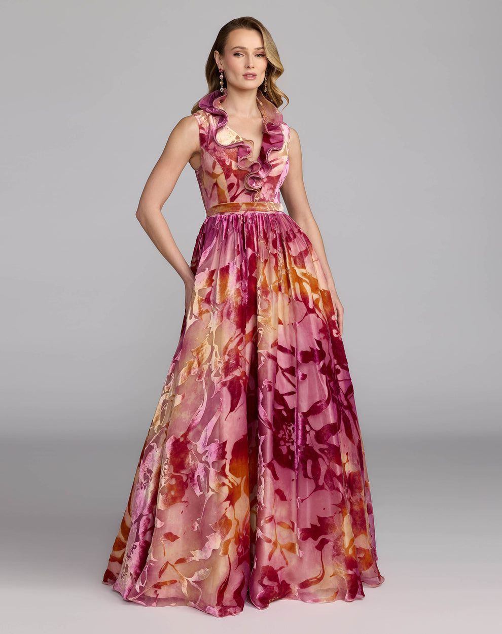 V-Neck Floor-Length Velvet Formal A-Line Mac Duggal 13286