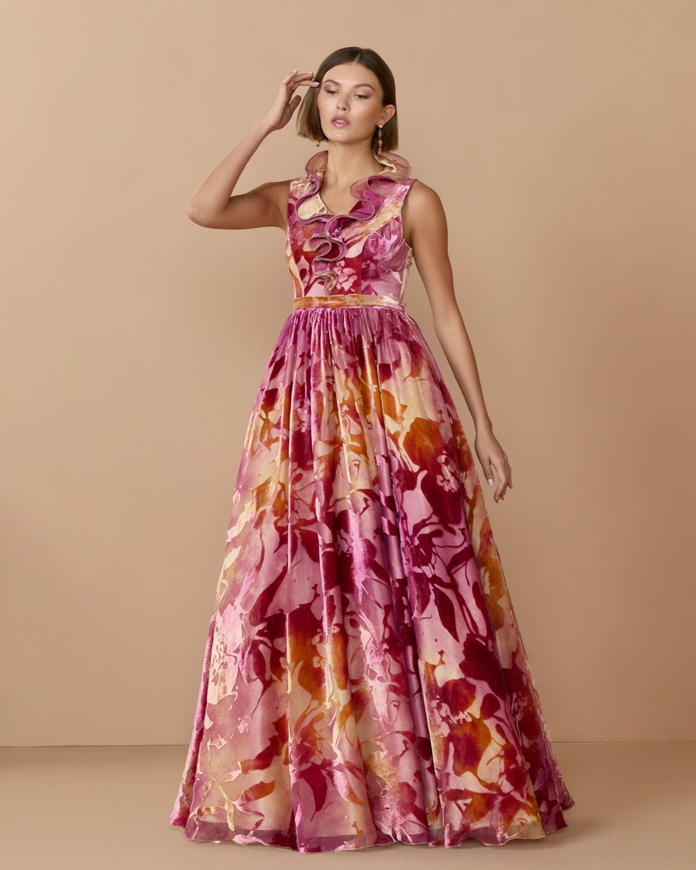 V-Neck Floor-Length Velvet Formal A-Line Mac Duggal 13286