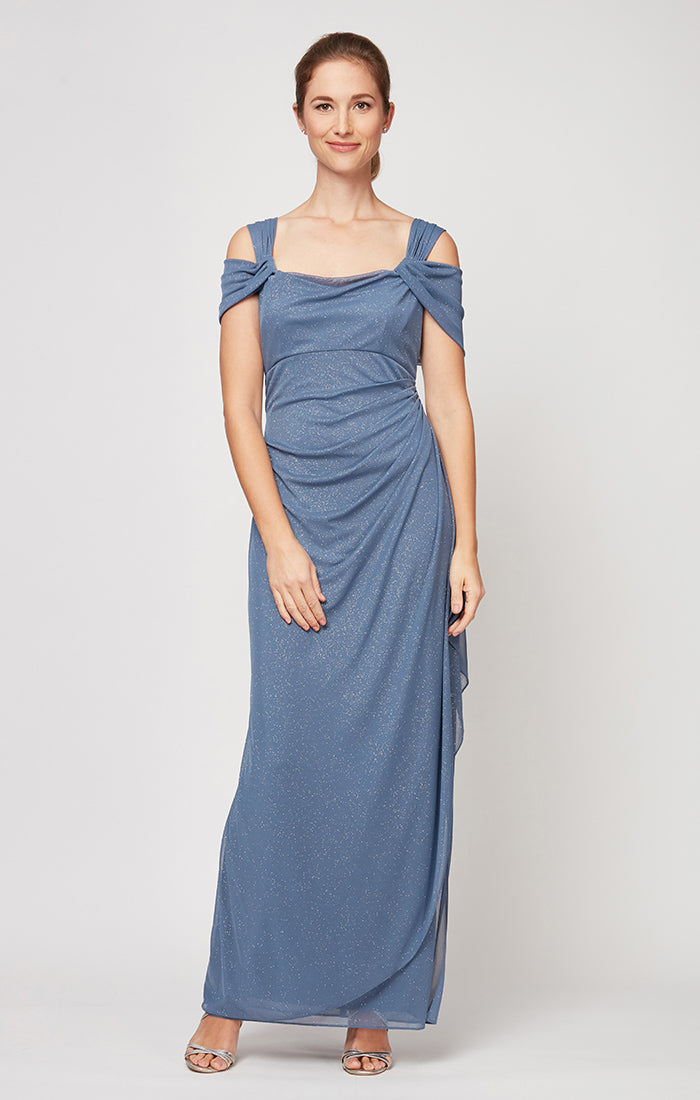 Formal Dresses Petite Long Glitter Formal Evening Dress Dusty Blue