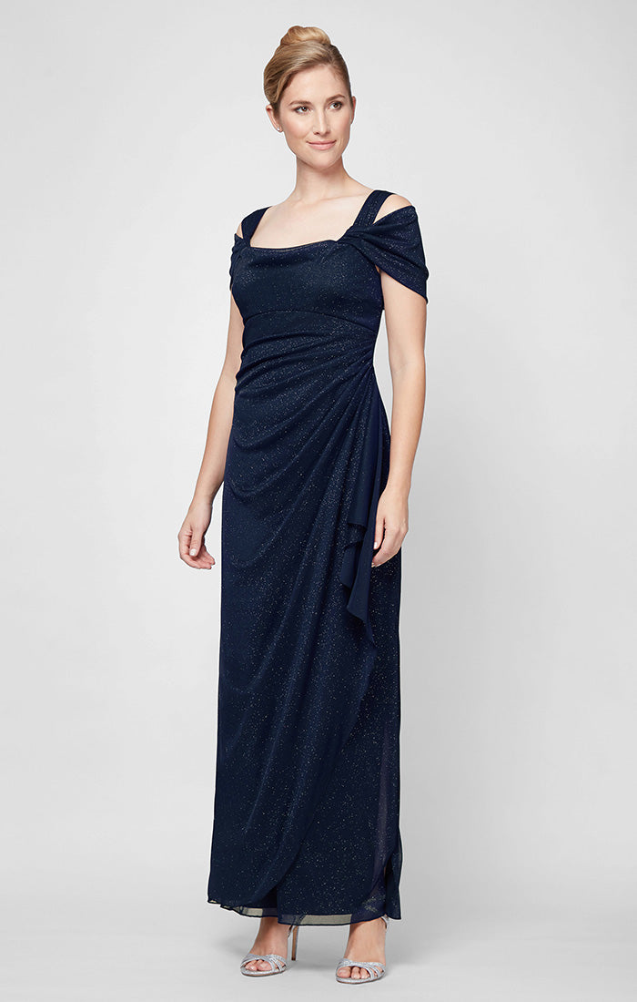 Formal Dresses Petite Long Glitter Formal Evening Dress Dark Navy